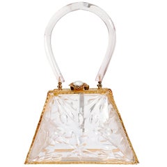 1950s Lucite Evening Bag with Brass Hardware