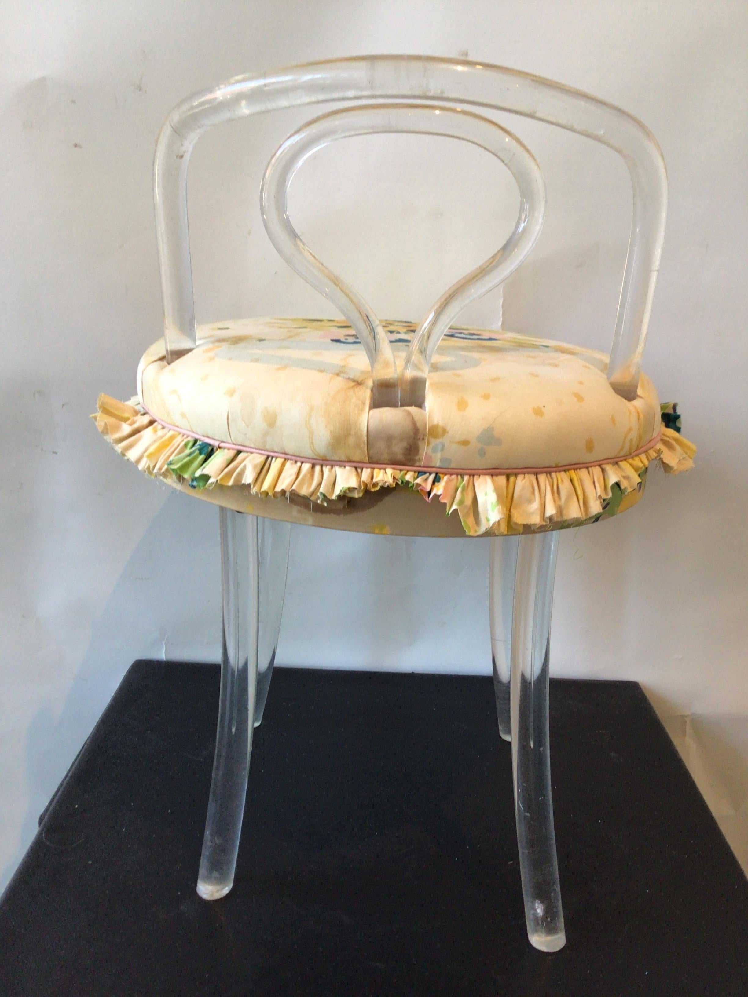 Mid-20th Century 1950s Lucite Swivel Vanity Chair