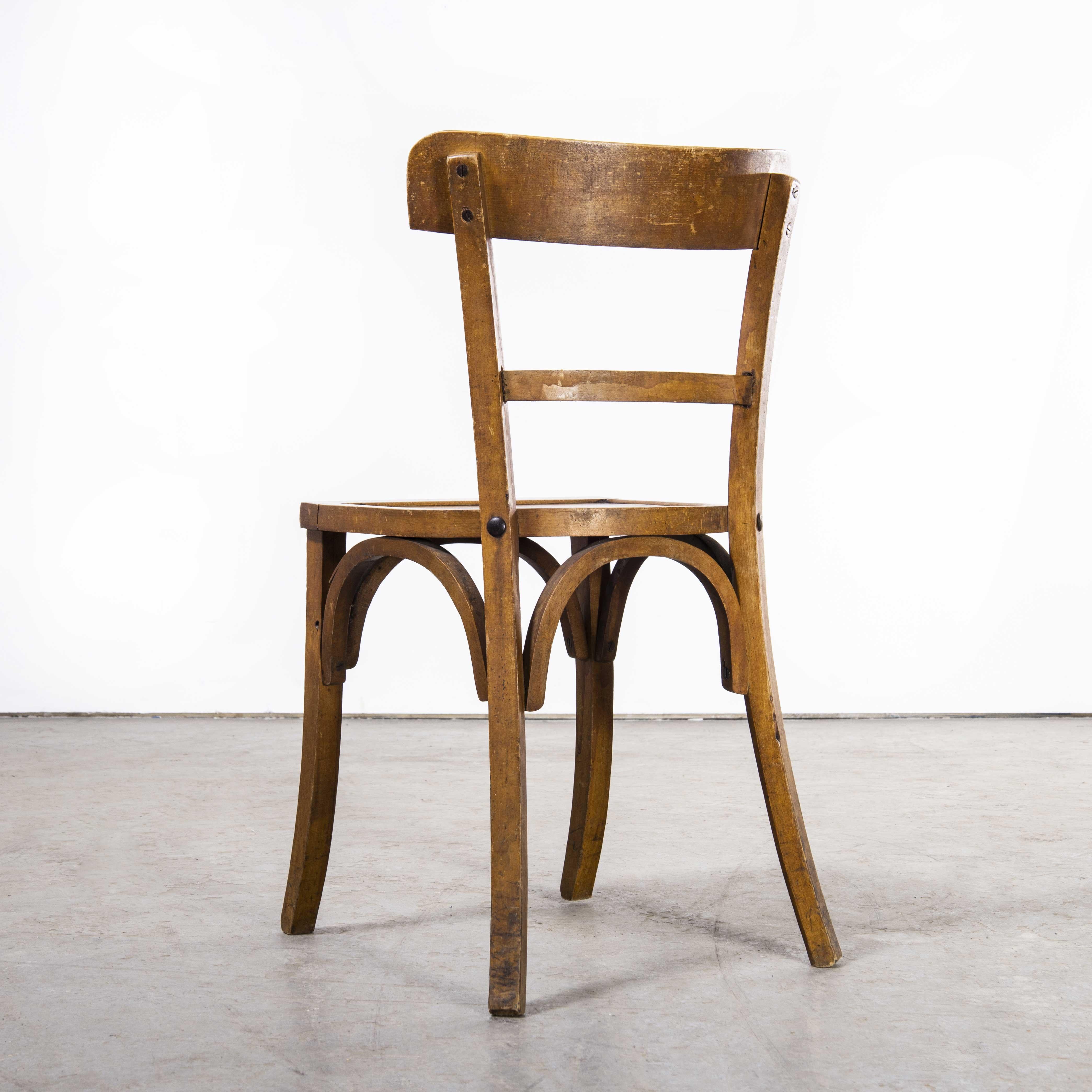 1950’s Luterma Bistro Bentwood dining chair – harlequin set of seven
1950’s Luterma Bistro Bentwood dining chair – harlequin set of seven. The process of steam bending beech to create elegant chairs was discovered and developed by Thonet, but when