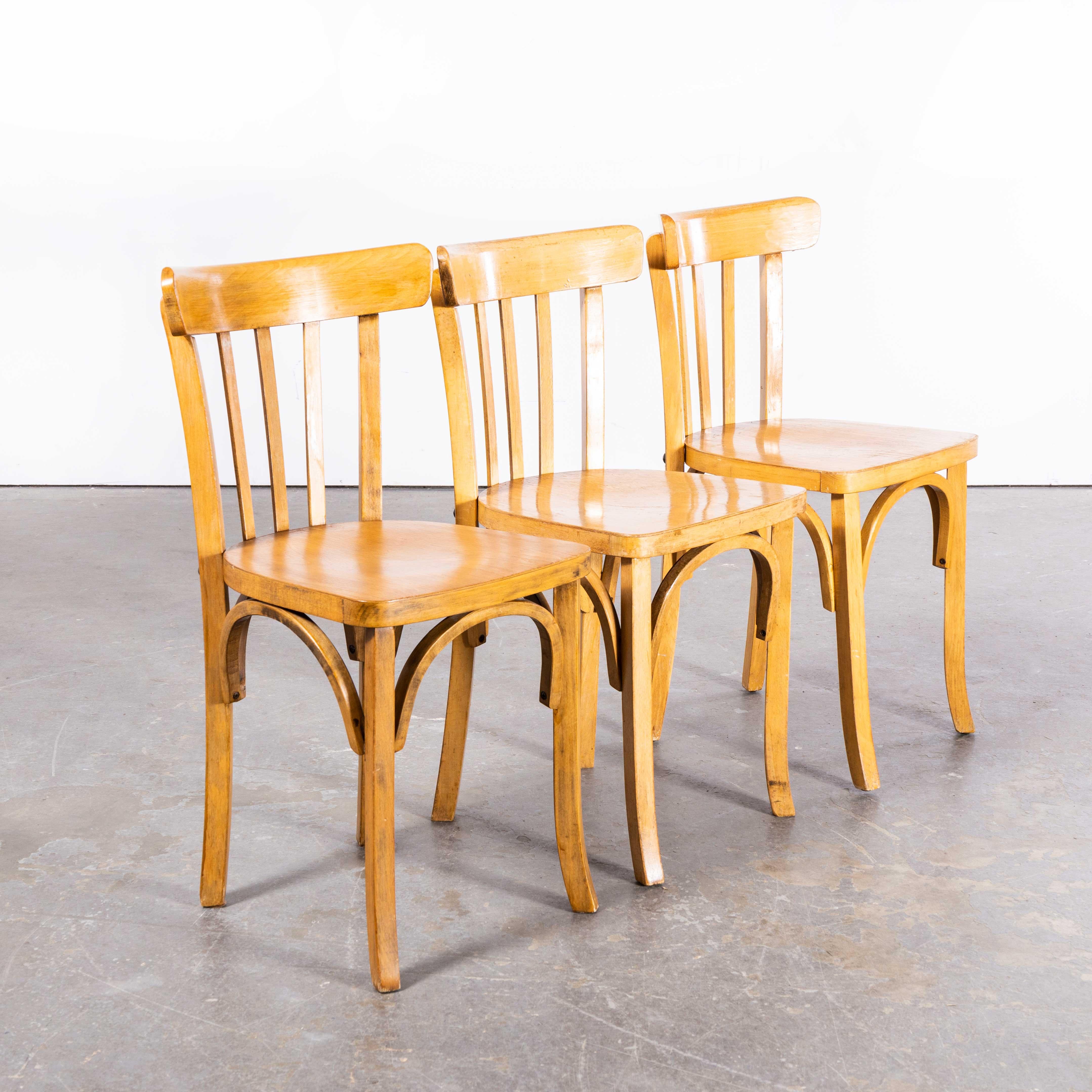 Mid-20th Century 1950s Luterma Blonde Bentwood Dining Chairs, Set of Three For Sale