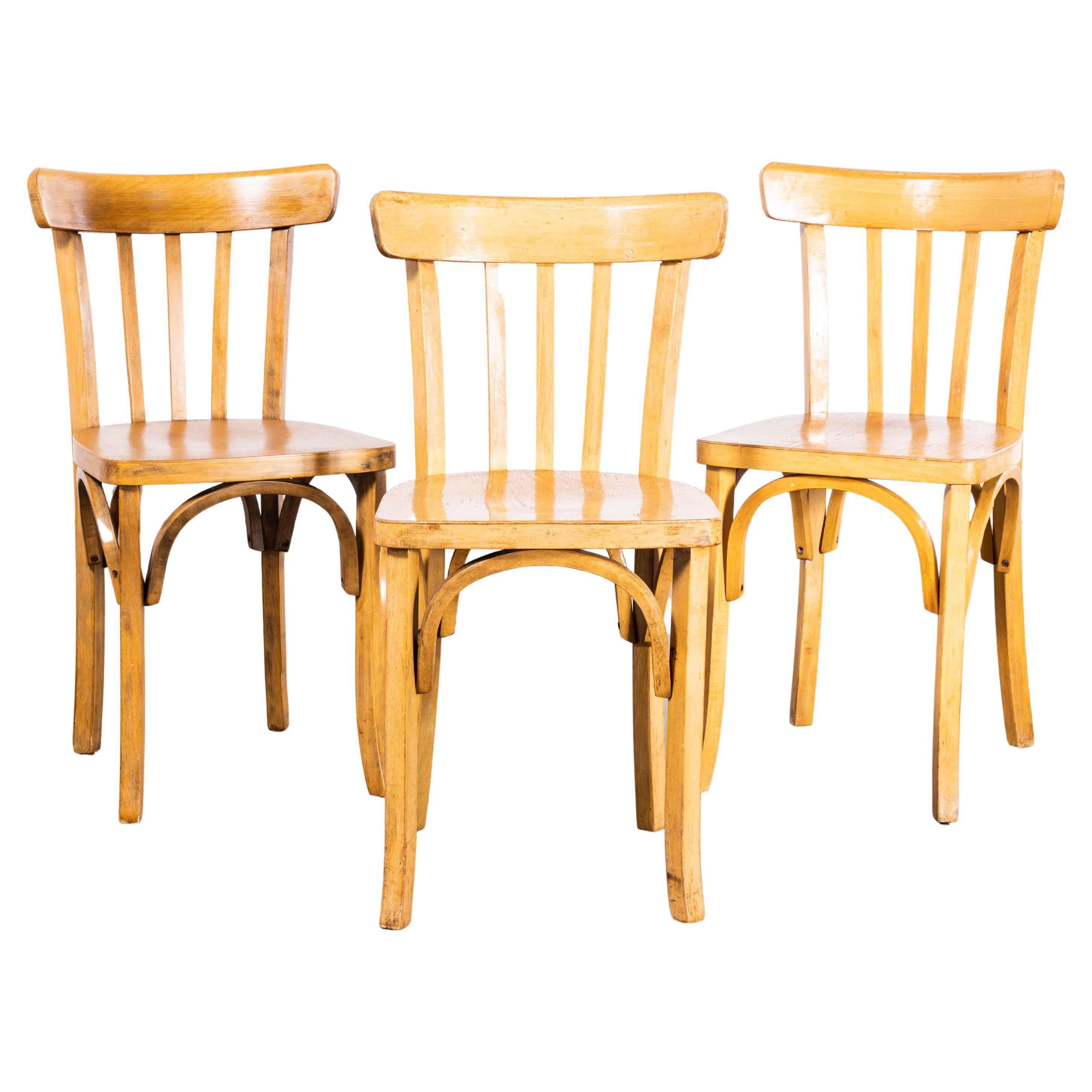 Chaises de salle à manger en bentwood blond Luterma des années 1950, ensemble de trois en vente