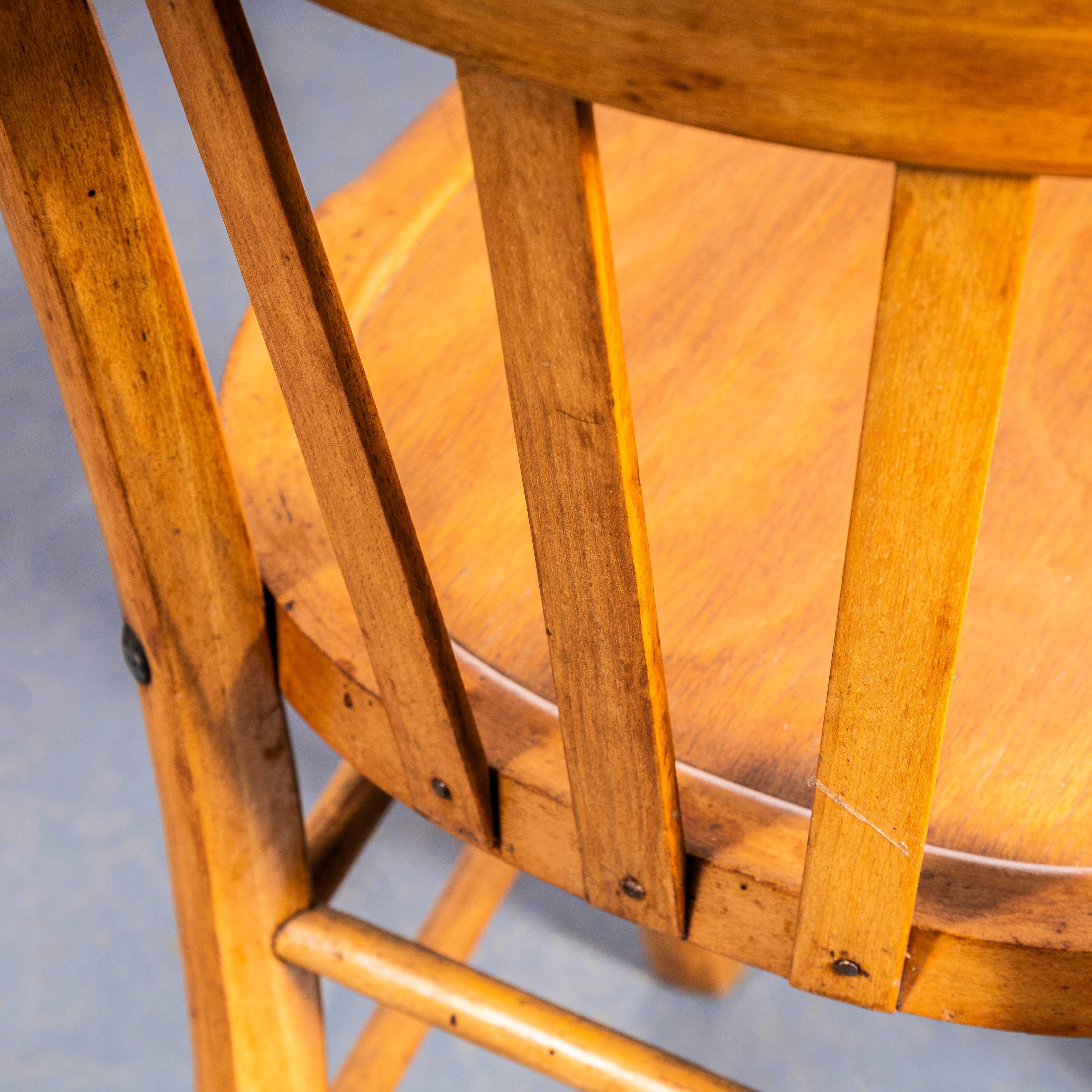 1950's Luterma Blonde Farmhouse Dining Chairs With Grill Backs - Set Of Four For Sale 3