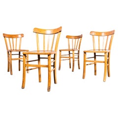 1950's Luterma Blonde Farmhouse Dining Chairs With Grill Backs - Set Of Four