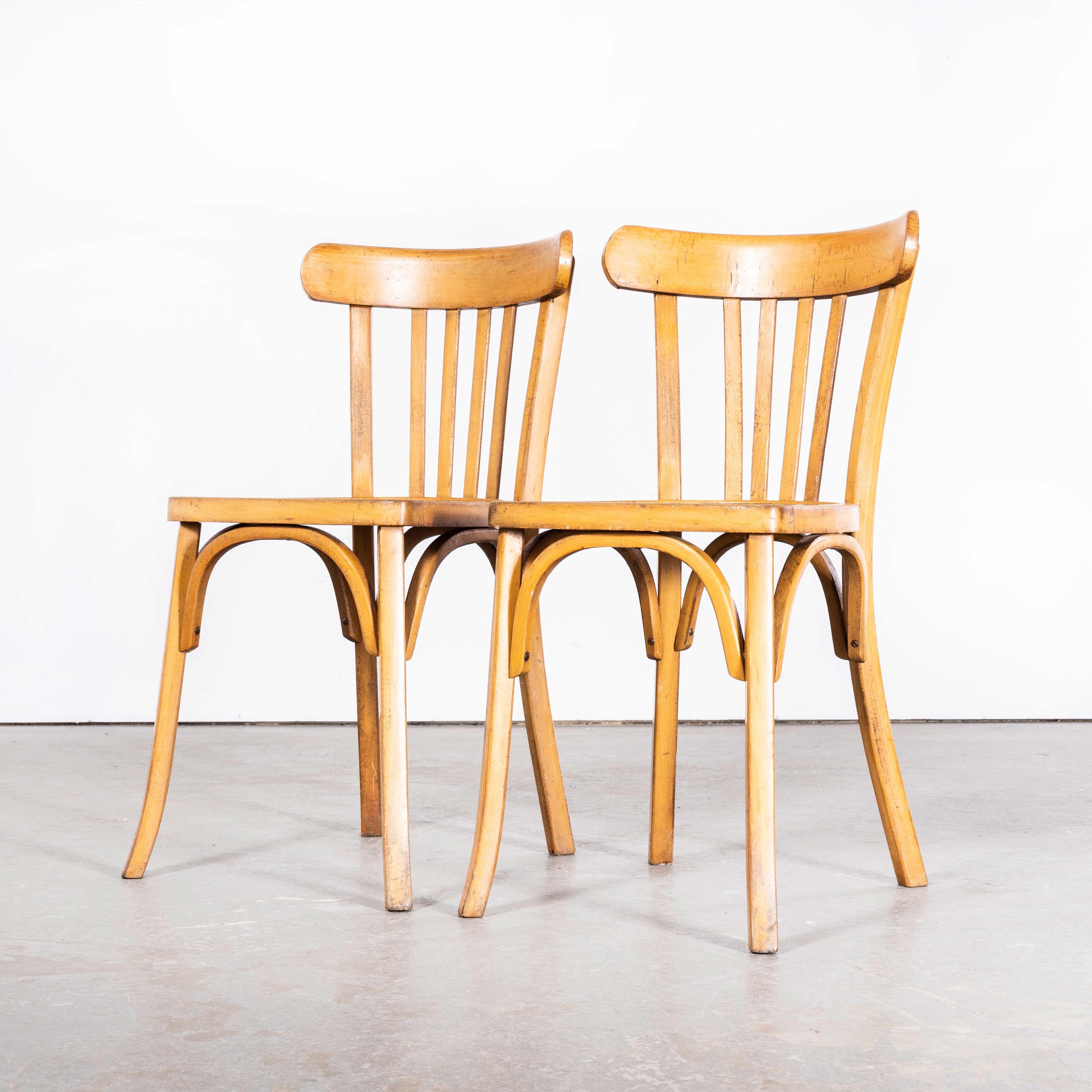 1950er Jahre Luterma Blonde Oak Bentwood Dining Chair - Satz von Paar im Angebot 4