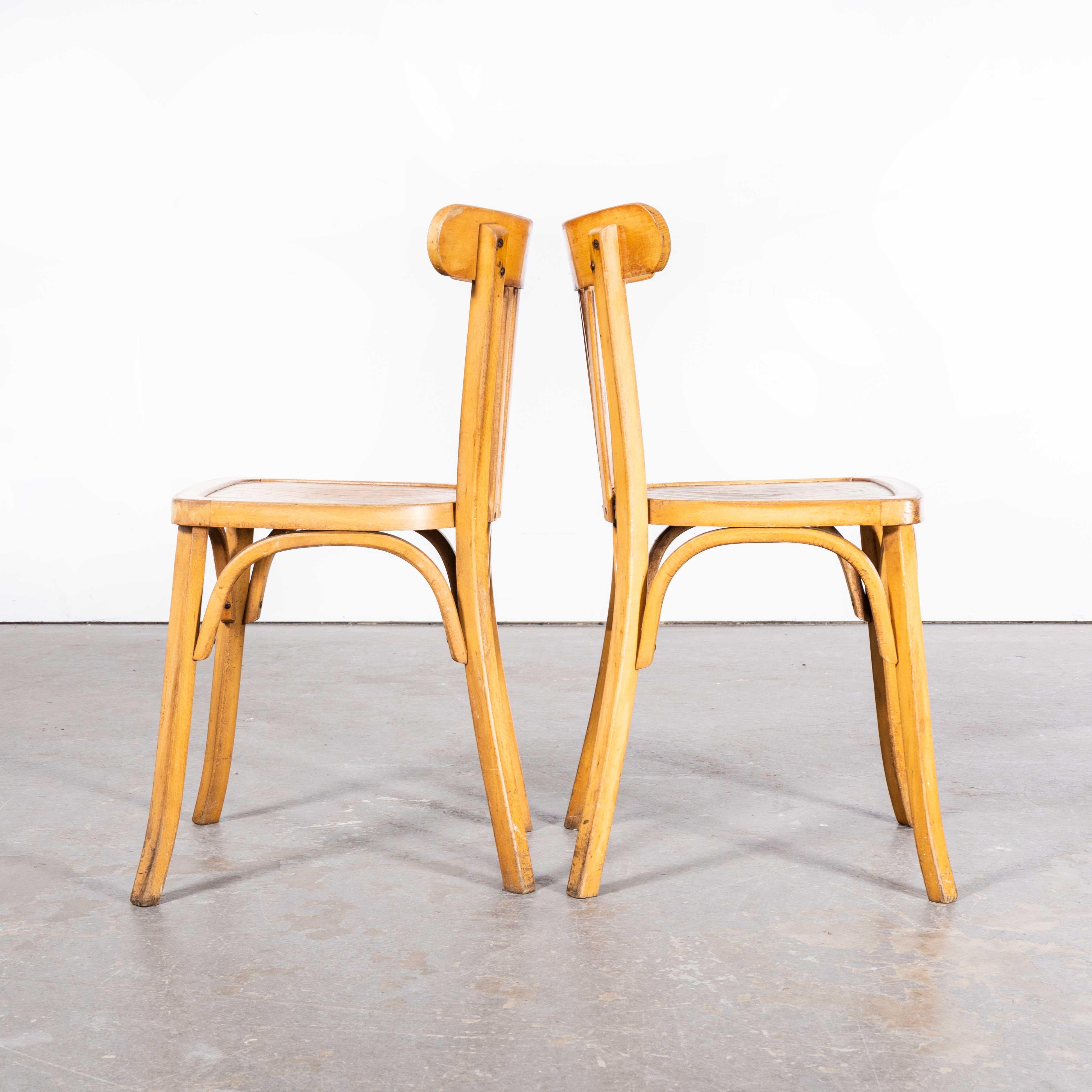 Mid-20th Century 1950s Luterma Blonde Oak Bentwood Dining Chair - Set of Pair For Sale