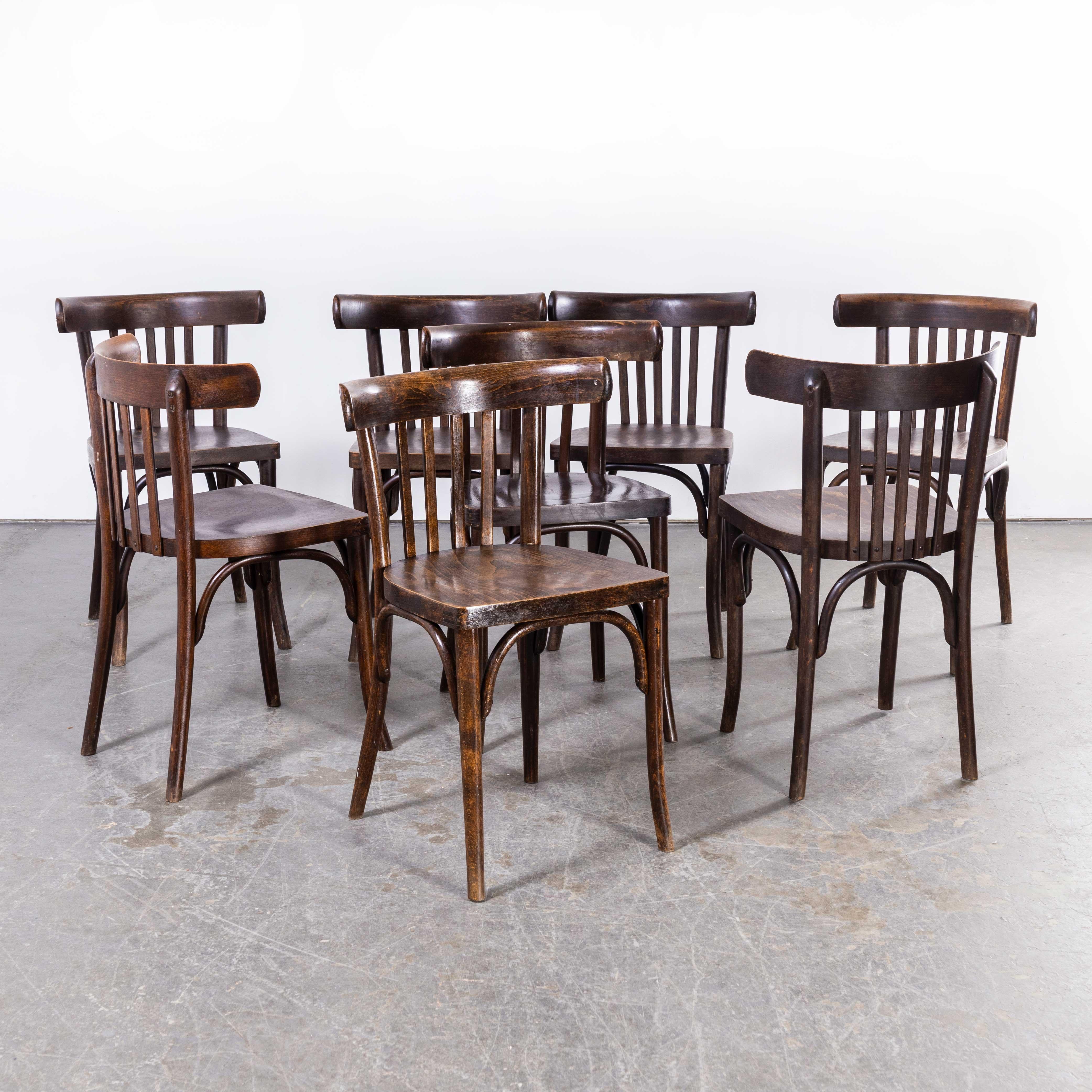 European 1950s Luterma Ebony Oak Bentwood Dining Chair, Set of Eight For Sale