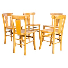Vintage 1950's Luterma  French Blonde Decorated Farmhouse Dining Chairs - Set Of Five