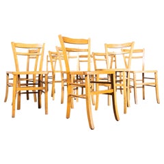 1950er Jahre Luterma  Französische blonde Bauernhaus-Esszimmerstühle – Set aus zehn Stühlen