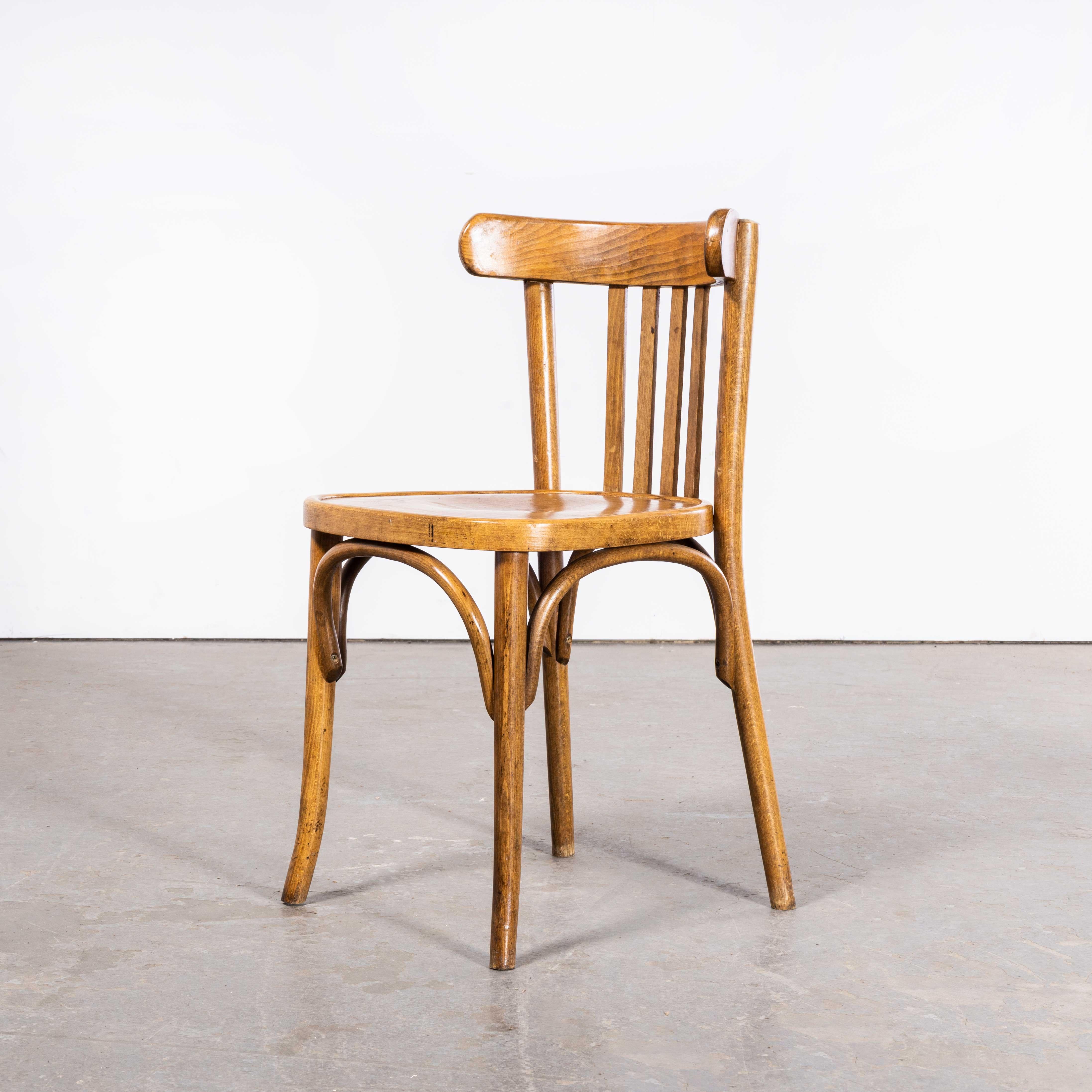 1950’s Luterma Honey Beech Bentwood Dining Chair – Set Of Four
1950’s Luterma Honey Beech Bentwood Dining Chair – Set Of Four. The process of steam bending beech to create elegant chairs was discovered and developed by Thonet, but when its patents