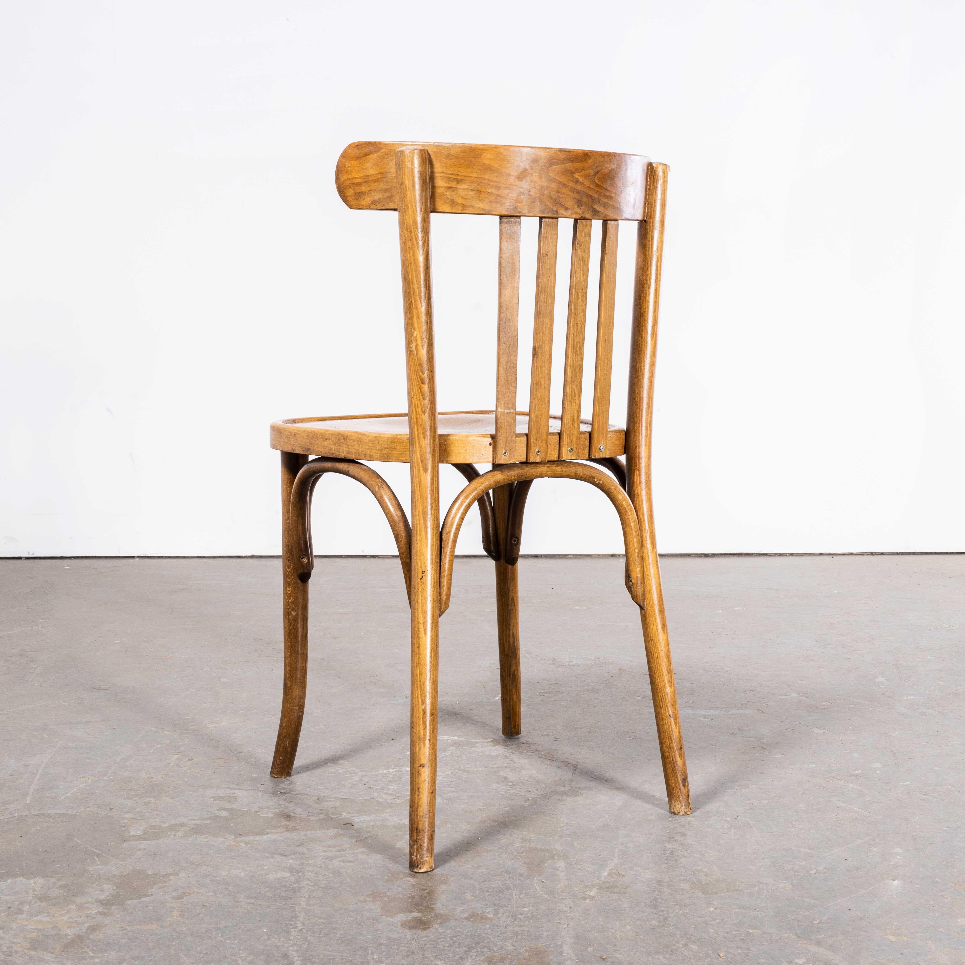 French 1950's Luterma Honey Beech Bentwood Dining Chair - Set Of Four For Sale