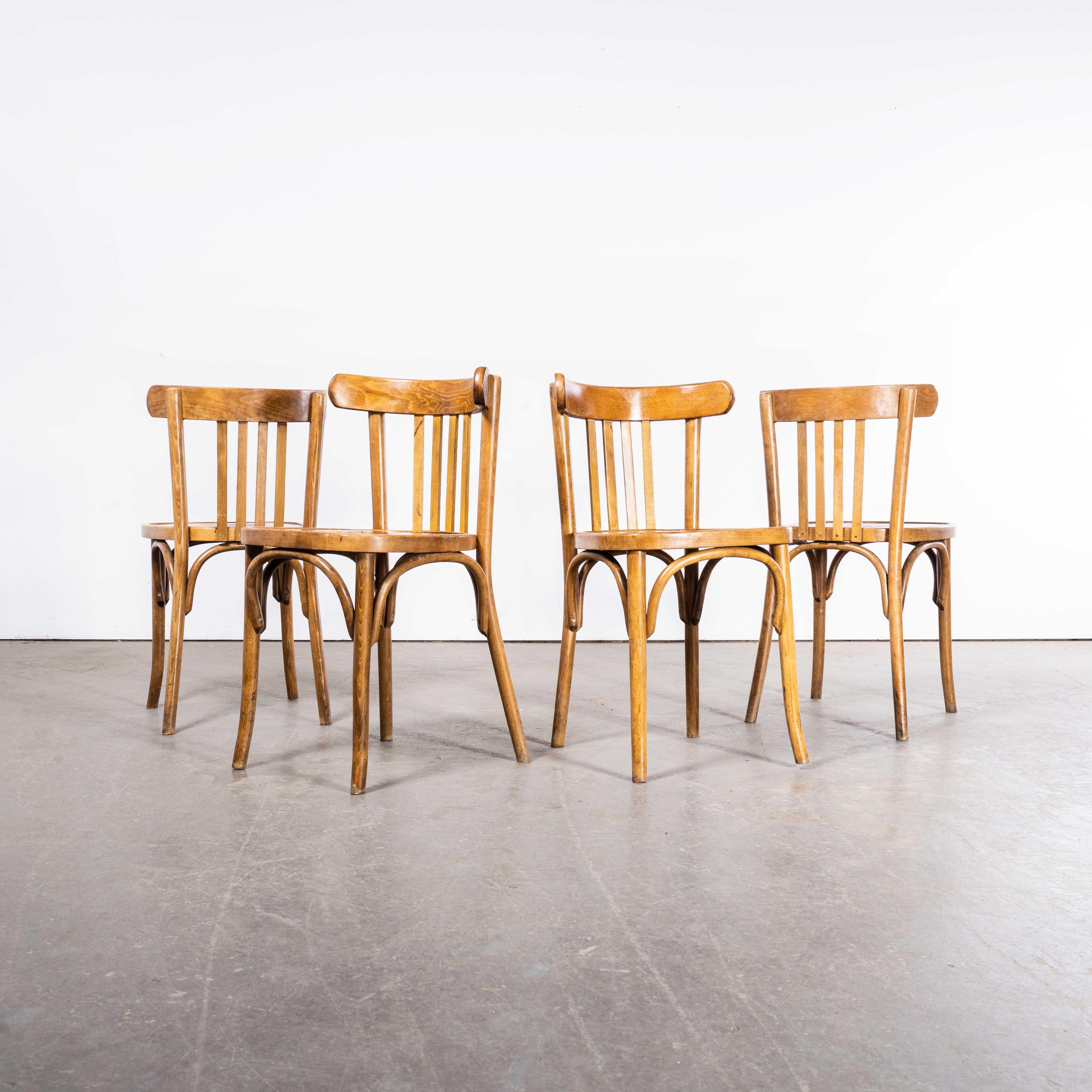 1950's Luterma Honey Beech Bentwood Dining Chair - Set Of Four In Good Condition For Sale In Hook, Hampshire
