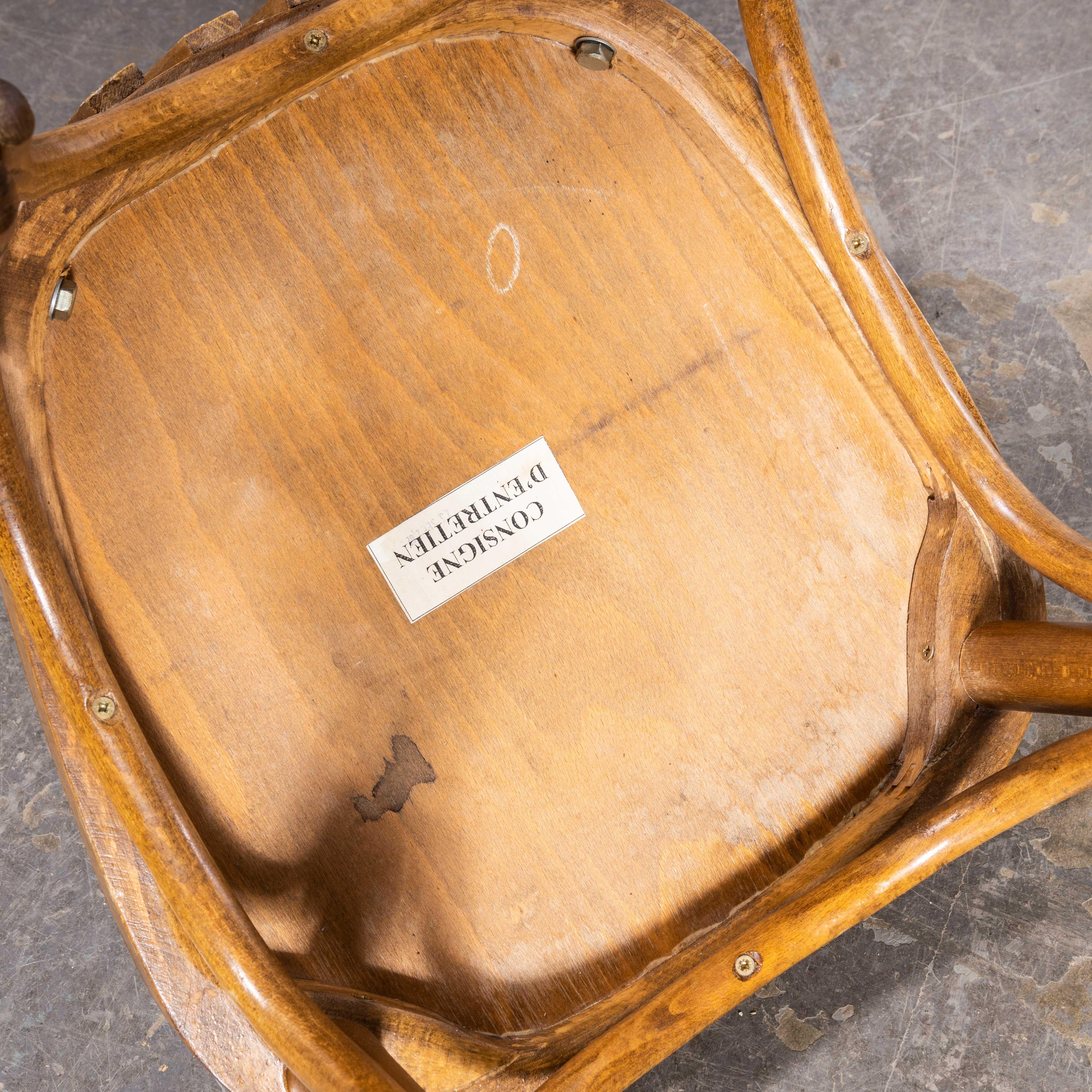 Hêtre Chaise de salle à manger en hêtre Honey Bentwood des années 50 Luterma - Lot de quatre en vente