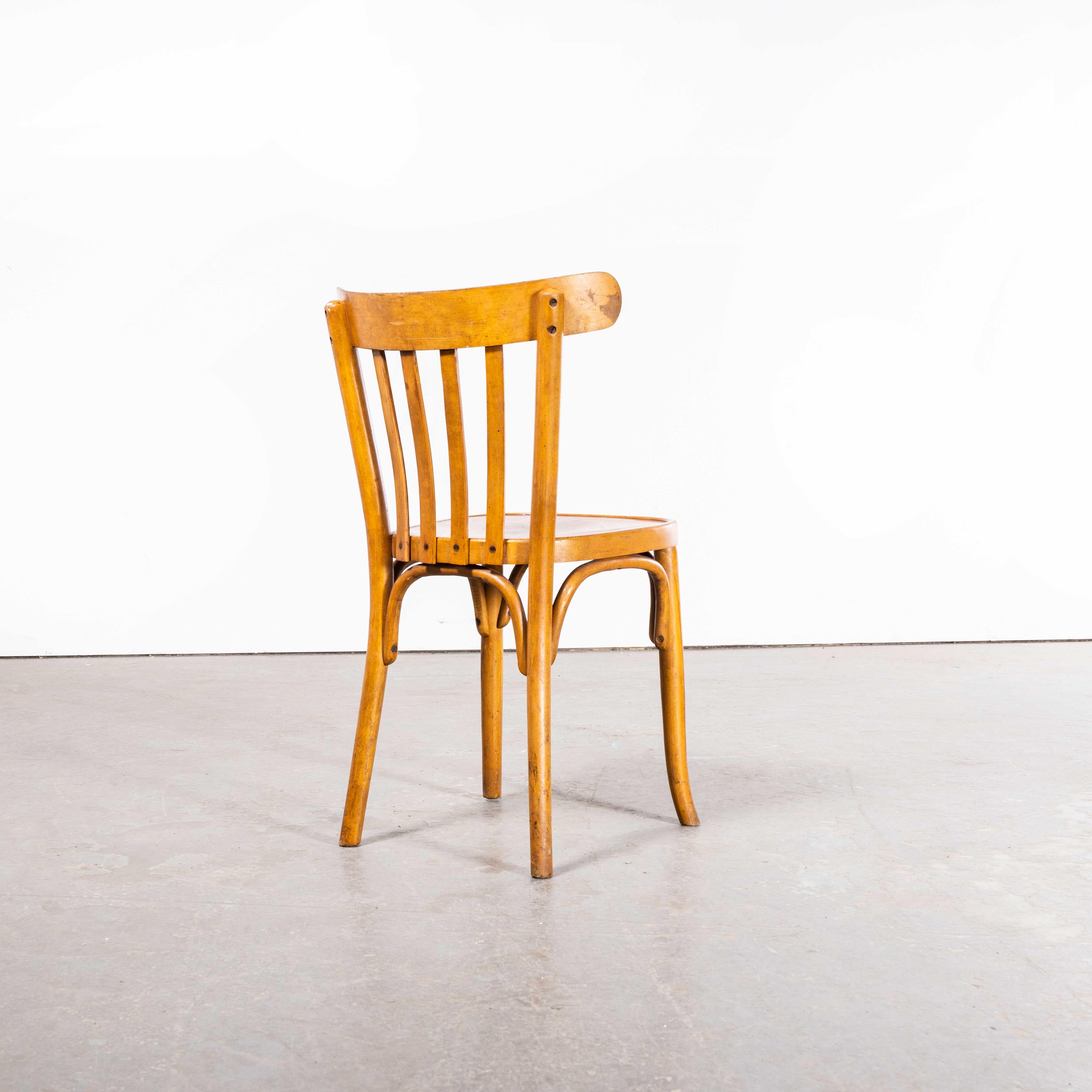 Mid-20th Century 1950's Luterma Honey Oak Bentwood Dining Chair - Set Of Four For Sale