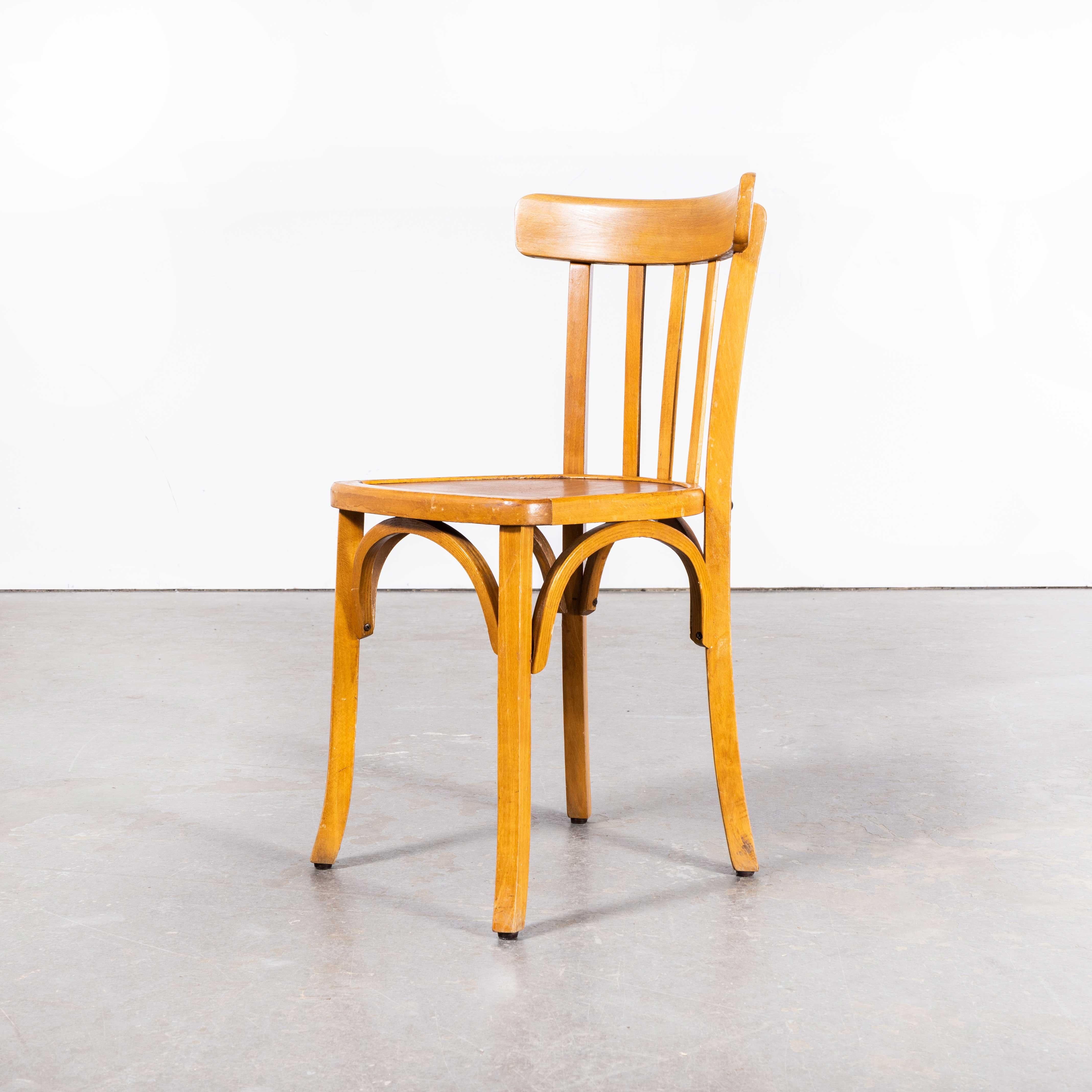 Mid-20th Century 1950s Luterma Honey Oak Bentwood Dining Chair - Set of Four For Sale