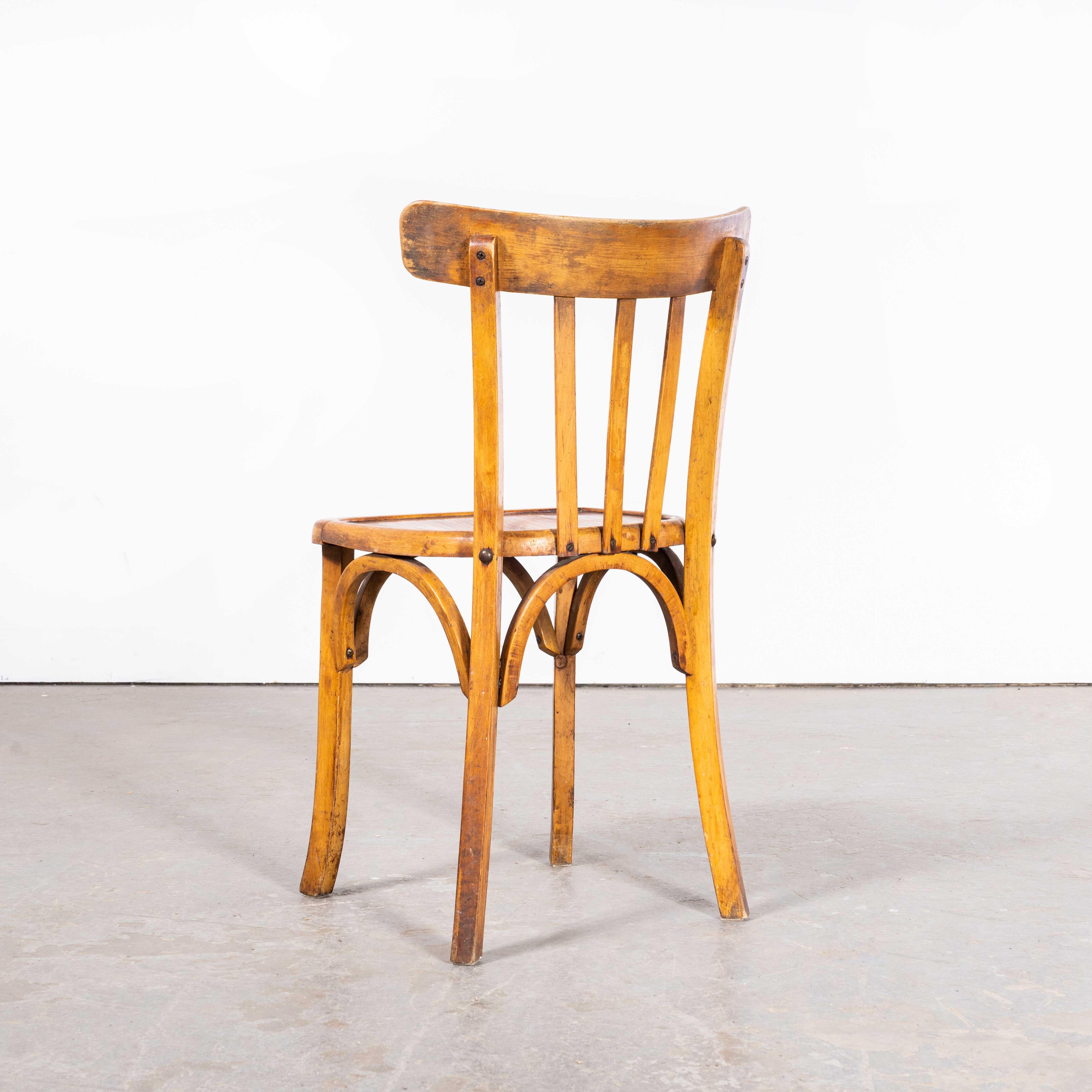 French 1950's Luterma Honey Oak Bentwood Dining Chair - Set Of Six For Sale