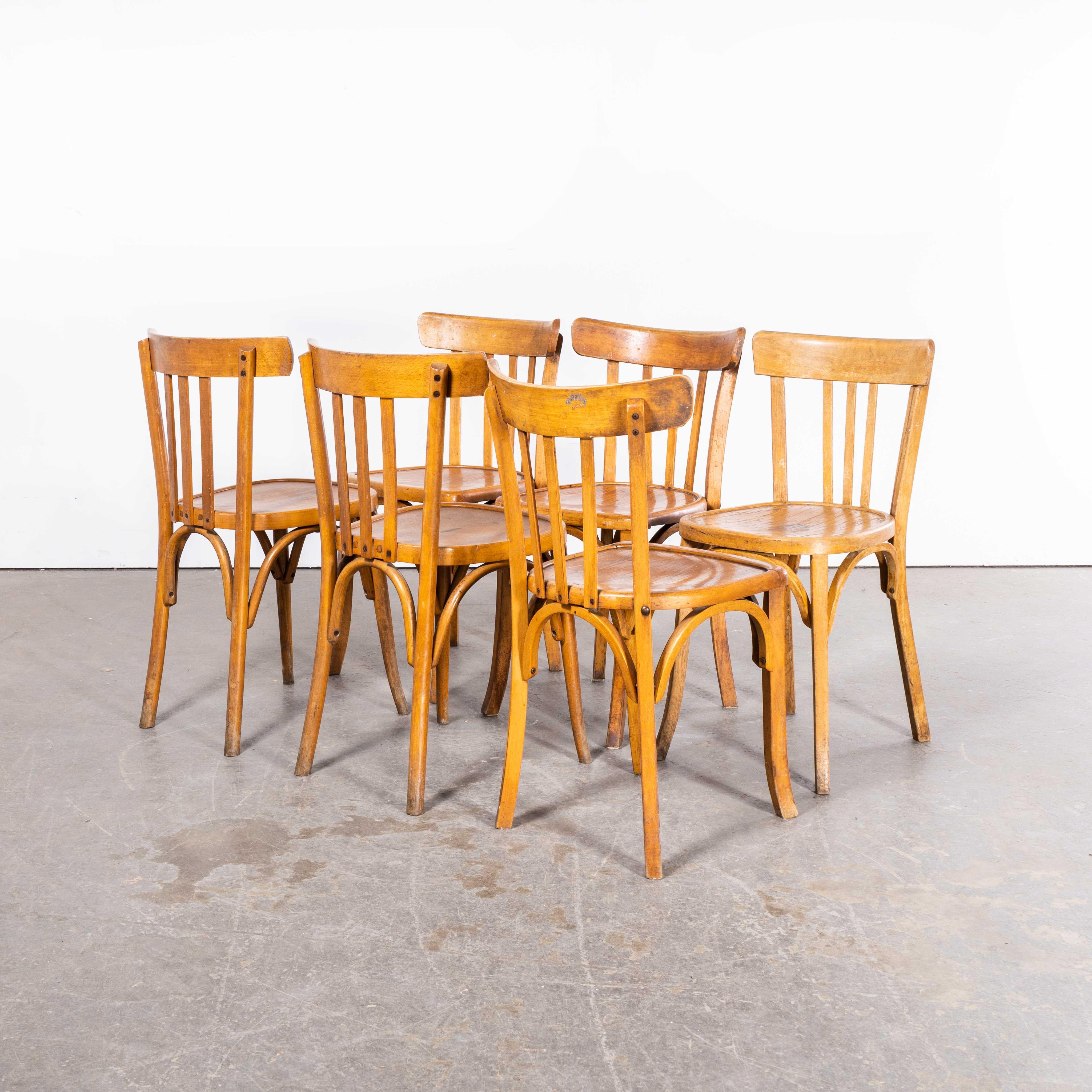 Mid-20th Century 1950's Luterma Honey Oak Bentwood Dining Chair - Set Of Six For Sale