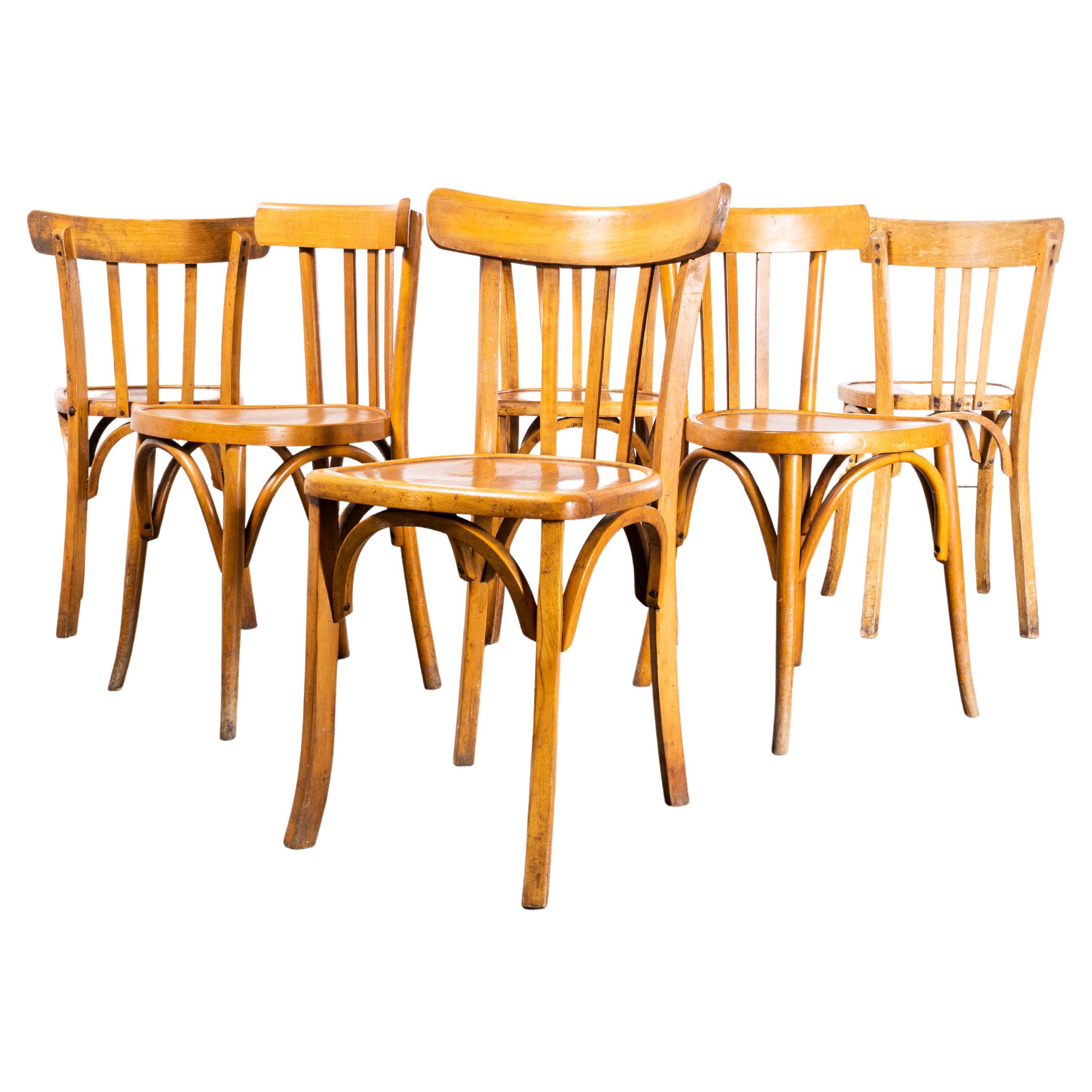 Chaise de salle à manger en bentwood Luterma Honey Oak des années 50 - Lot de six en vente
