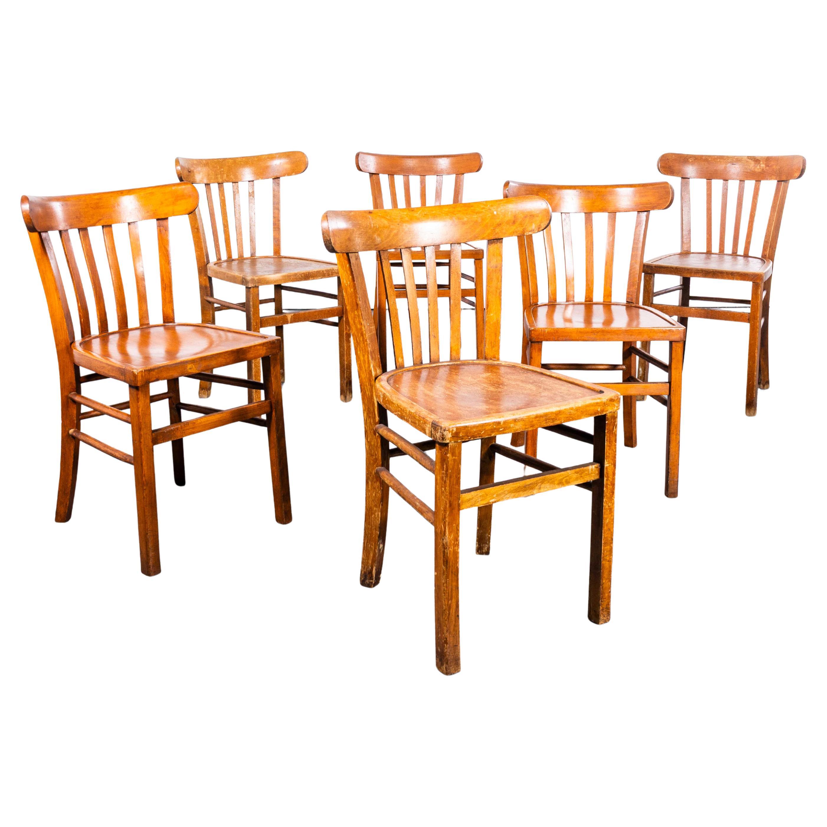 1950's Luterma Honey Oak Bentwood Farmhouse Dining Chairs - Set Of Six