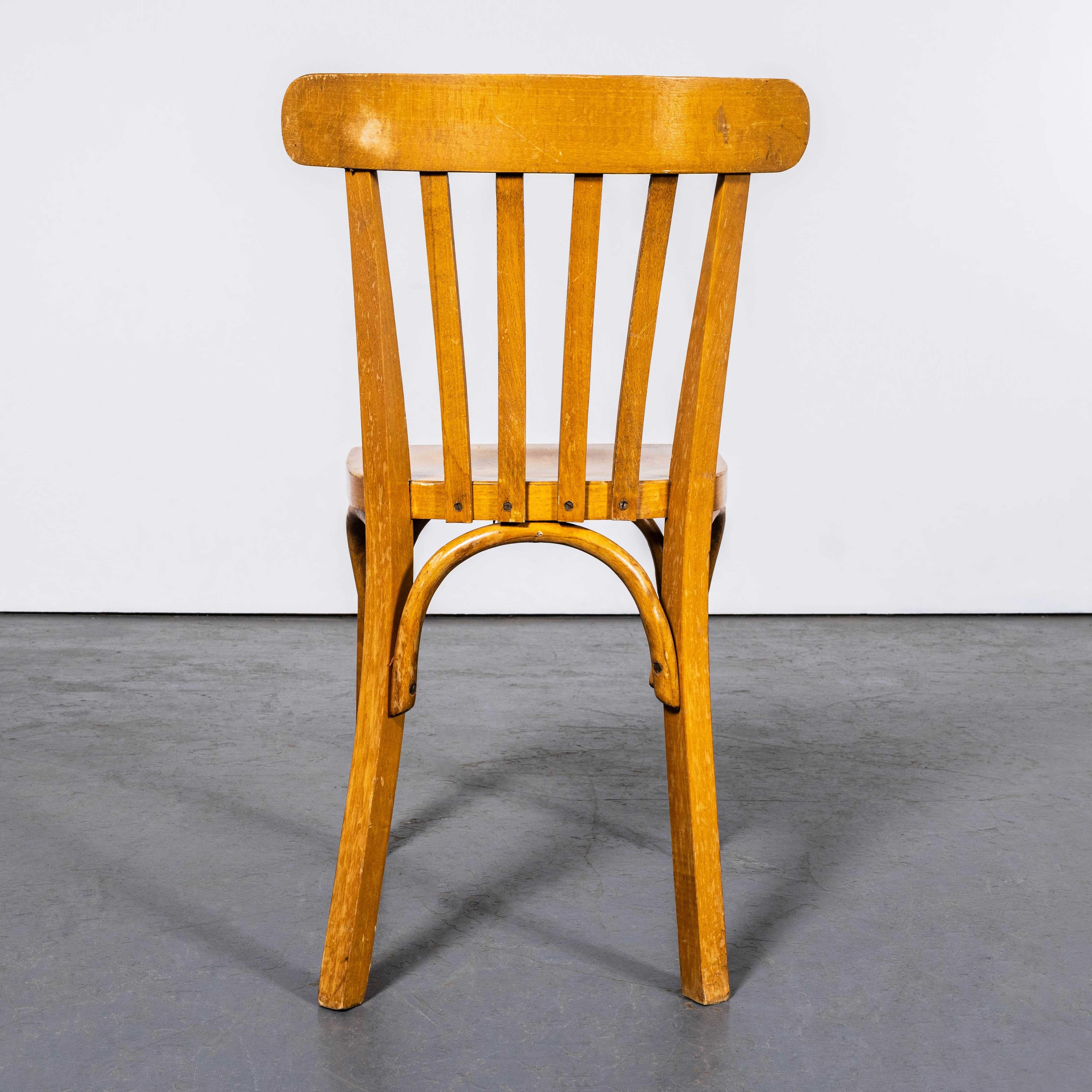 Sedia da pranzo Luterma 1950 in Oak con sedile piatto in legno di quercia e miele - Set di quattro sedie in vendita 5
