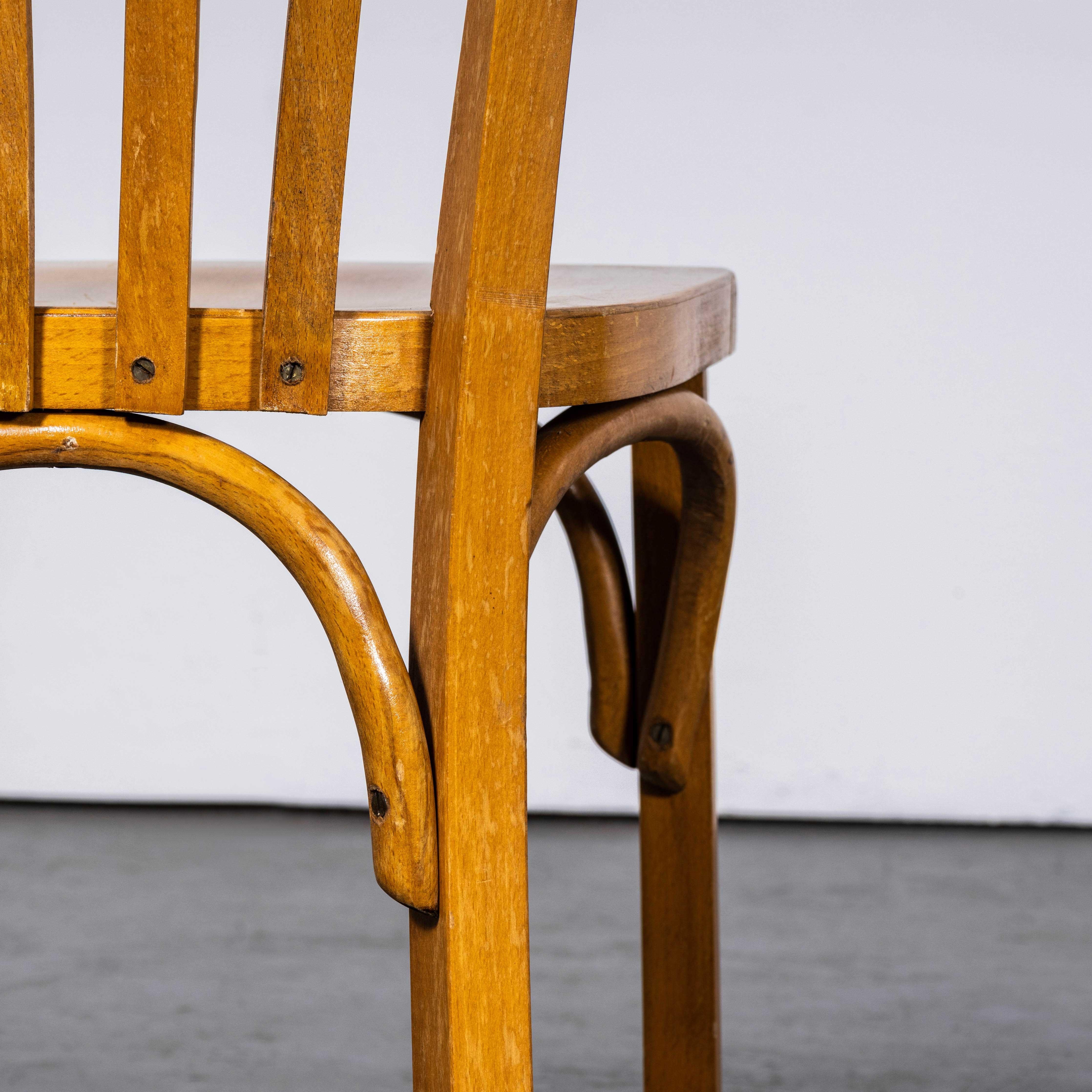 Sedia da pranzo Luterma 1950 in Oak con sedile piatto in legno di quercia e miele - Set di quattro sedie in vendita 6