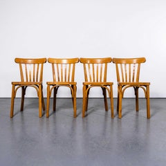 1950's Luterma Honey Oak Bentwood Flat Seat Dining Chair - Set Of Four