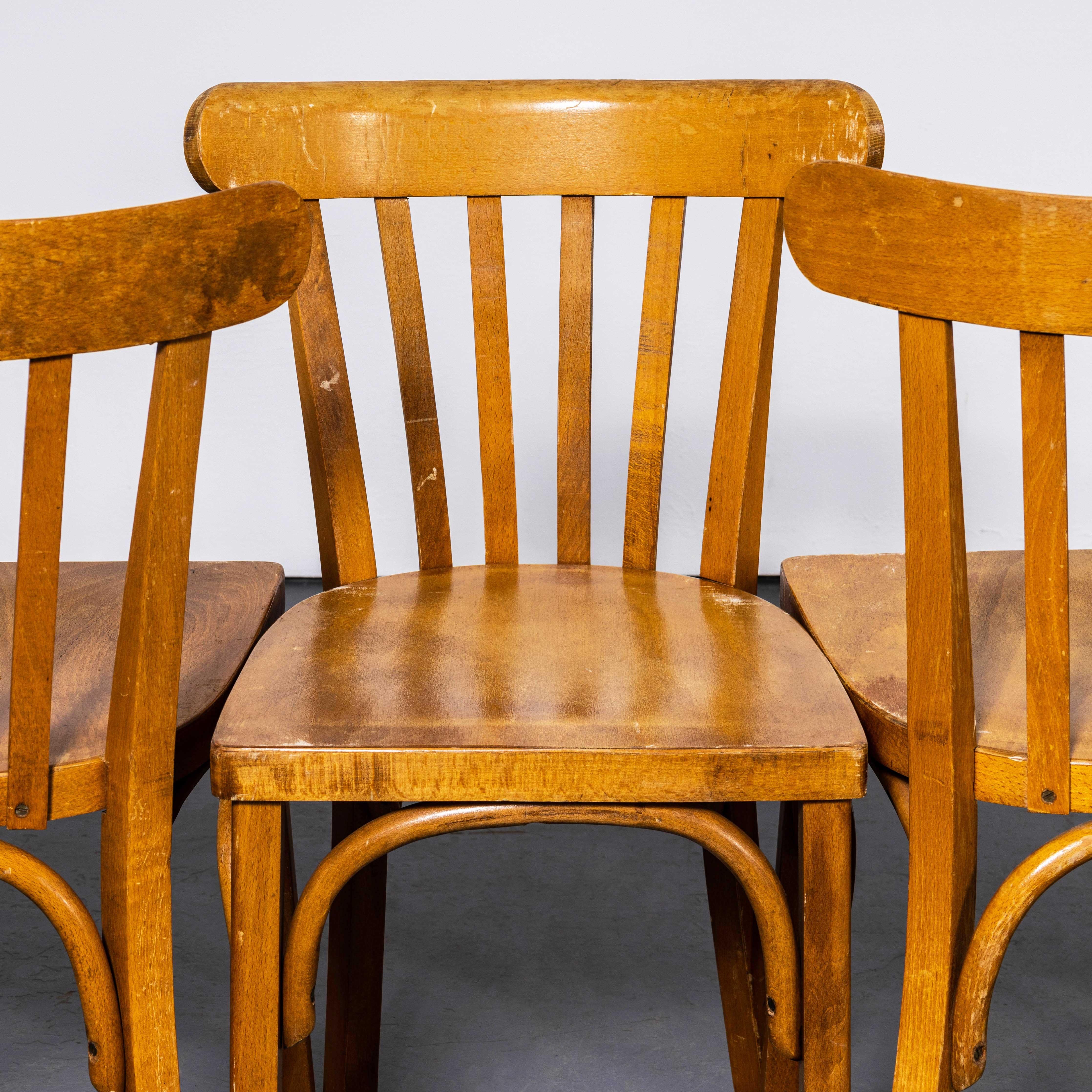 Francese Sedia da pranzo Luterma 1950 in Oak con sedile piatto in legno di quercia e miele - Set di quattro sedie in vendita