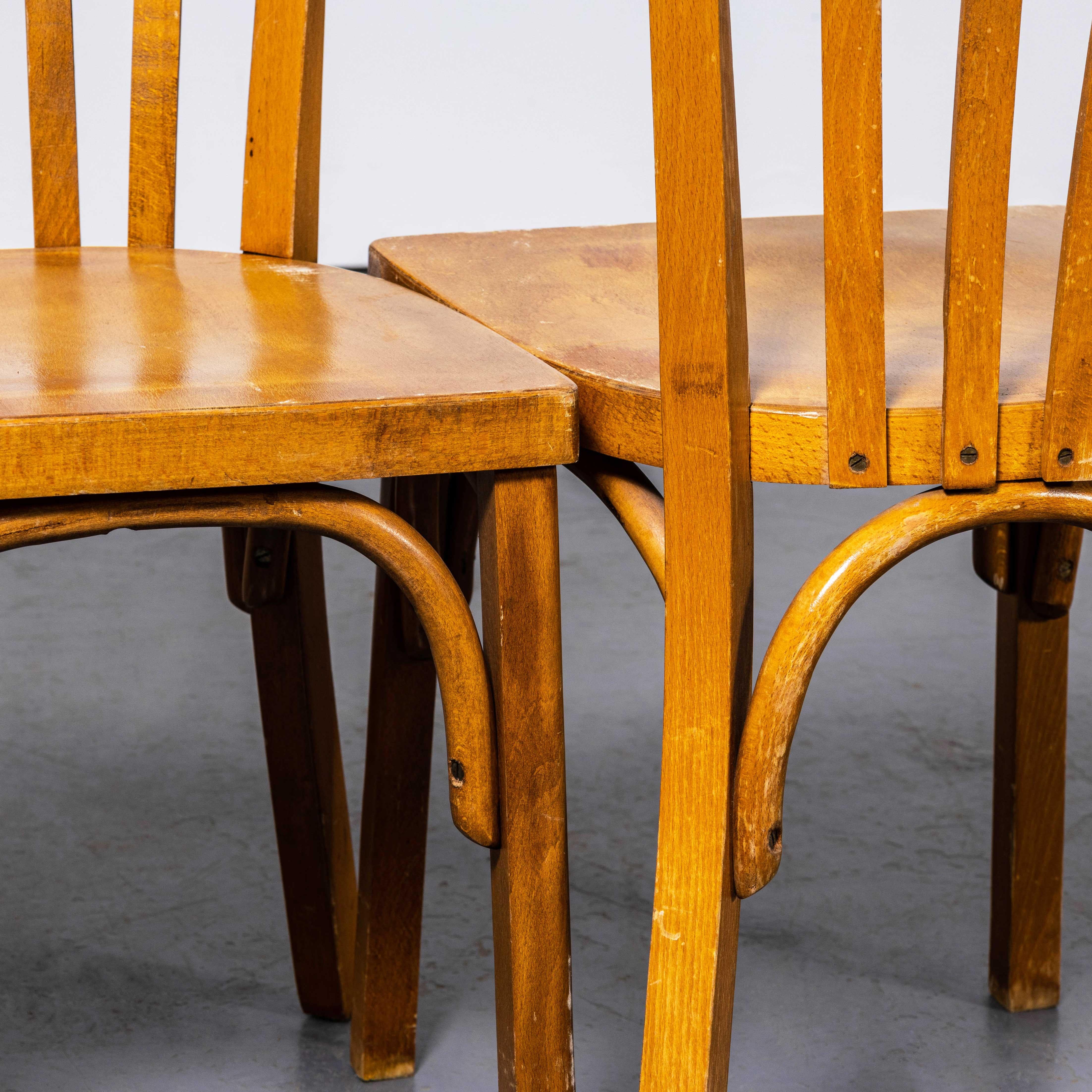 Sedia da pranzo Luterma 1950 in Oak con sedile piatto in legno di quercia e miele - Set di quattro sedie in vendita 1