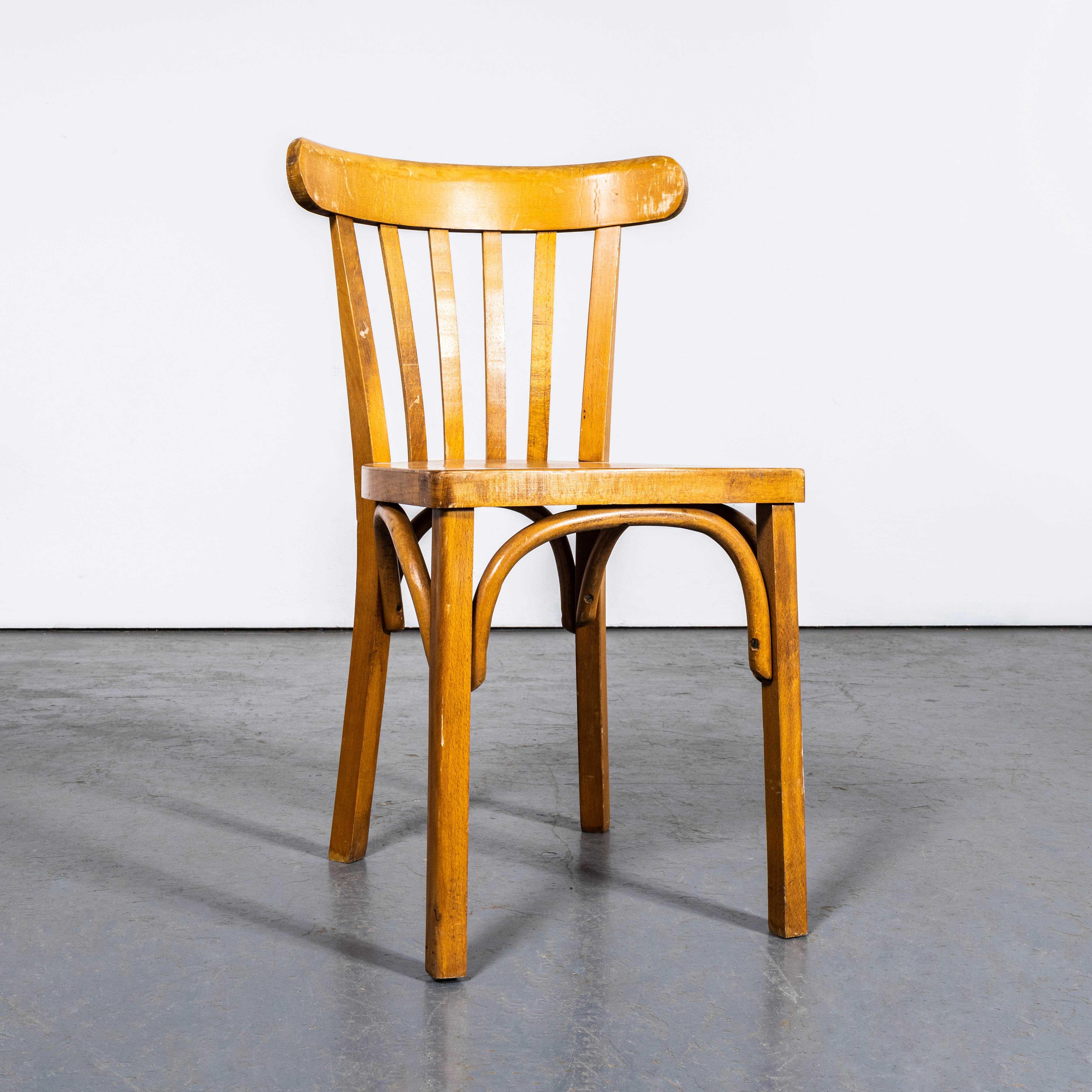 Sedia da pranzo Luterma 1950 in Oak con sedile piatto in legno di quercia e miele - Set di quattro sedie in vendita 2