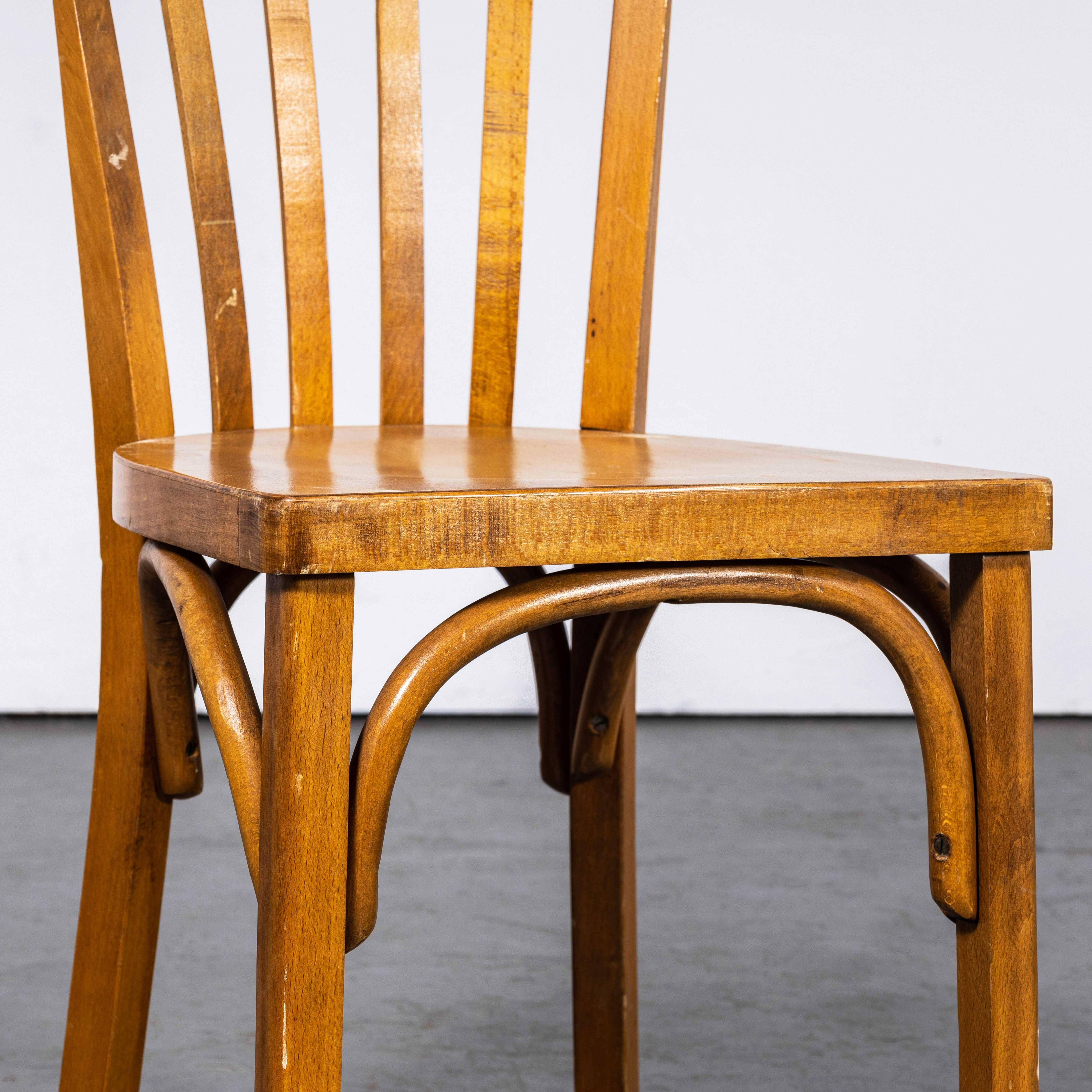 Sedia da pranzo Luterma 1950 in Oak con sedile piatto in legno di quercia e miele - Set di quattro sedie in vendita 3