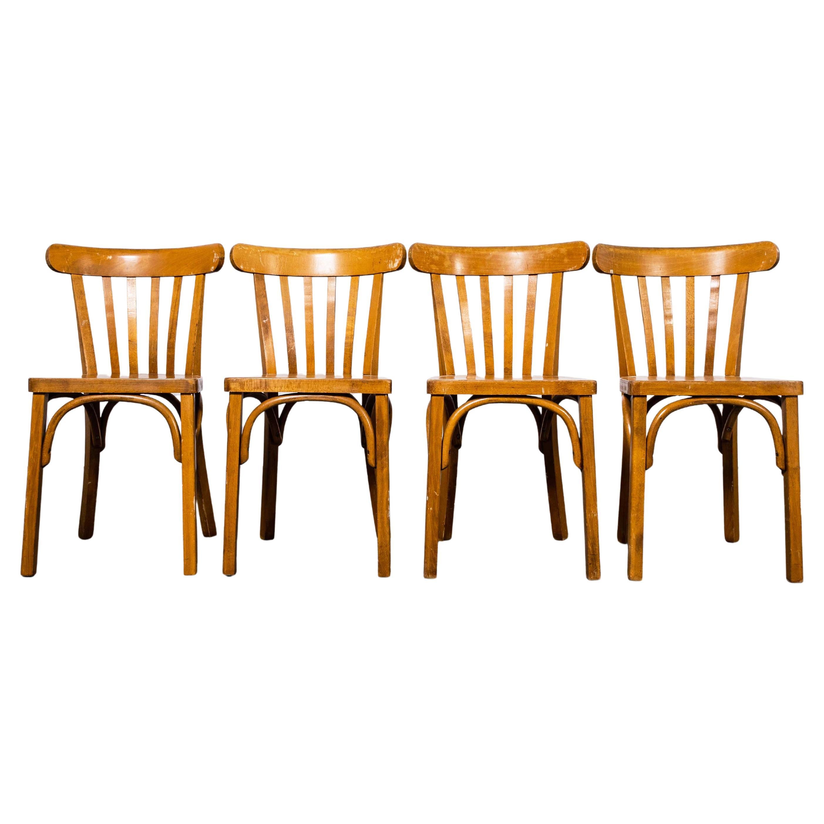 1950's Luterma Honey Oak Bentwood Flat Seat Dining Chair - Set Of Four