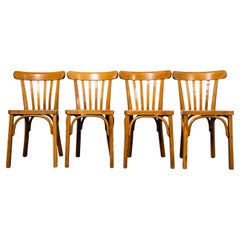 Vintage 1950's Luterma Honey Oak Bentwood Flat Seat Dining Chair - Set Of Four