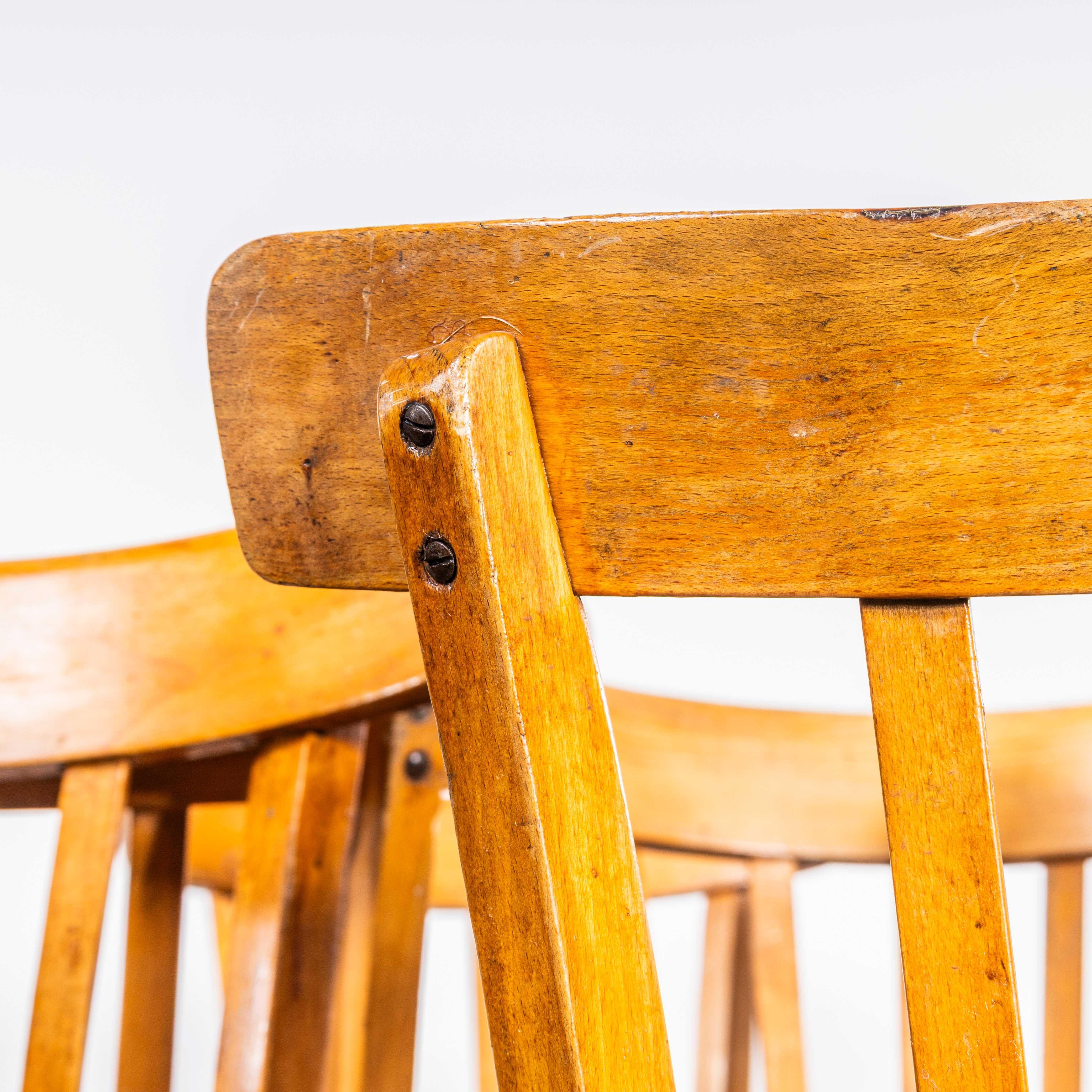 Metà XX secolo 1950's Luterma Honey Oak Bentwood Grill Back Dining Chair - Set Of Eight in vendita