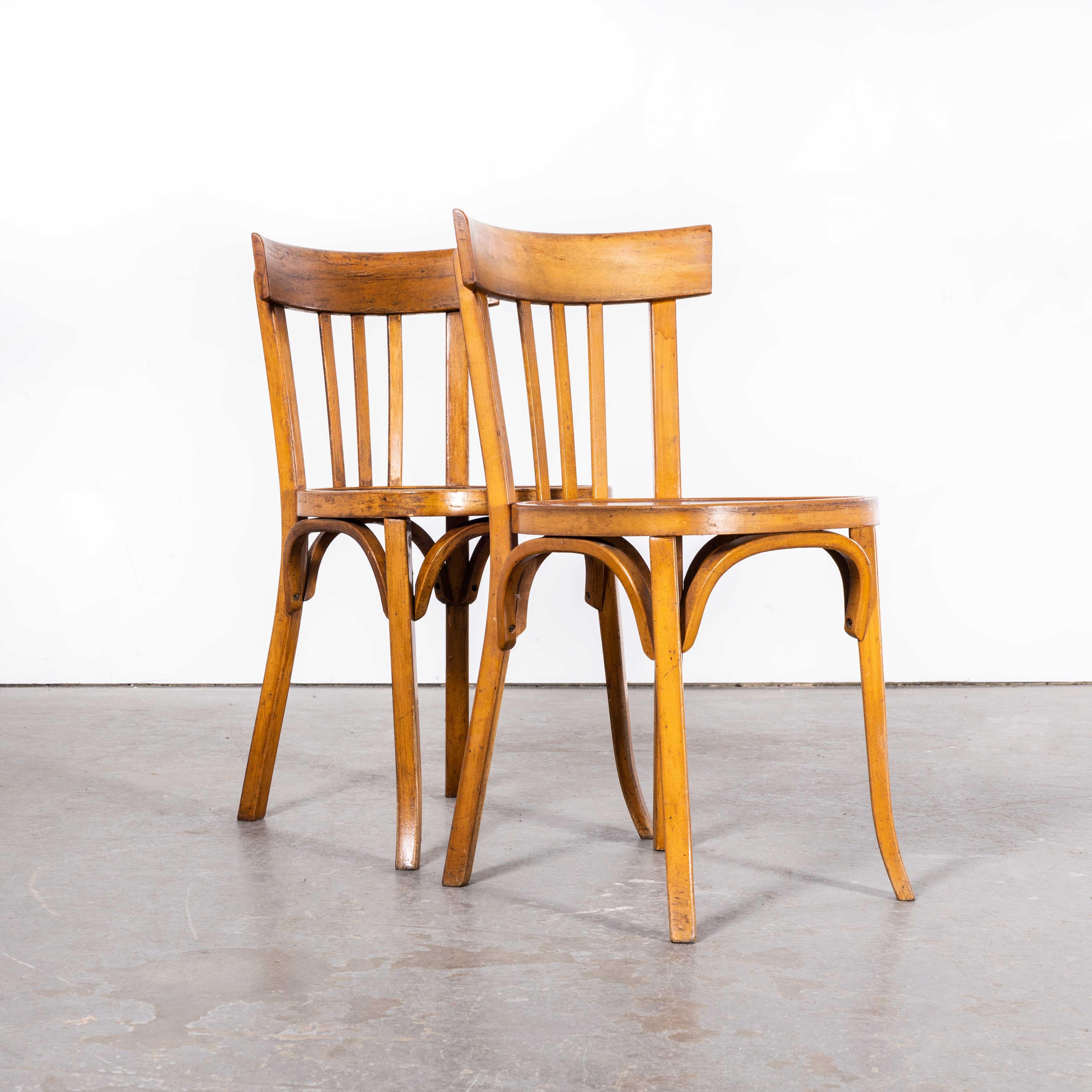 French 1950s Luterma Warm Oak Bentwood Dining Chair - Pair For Sale