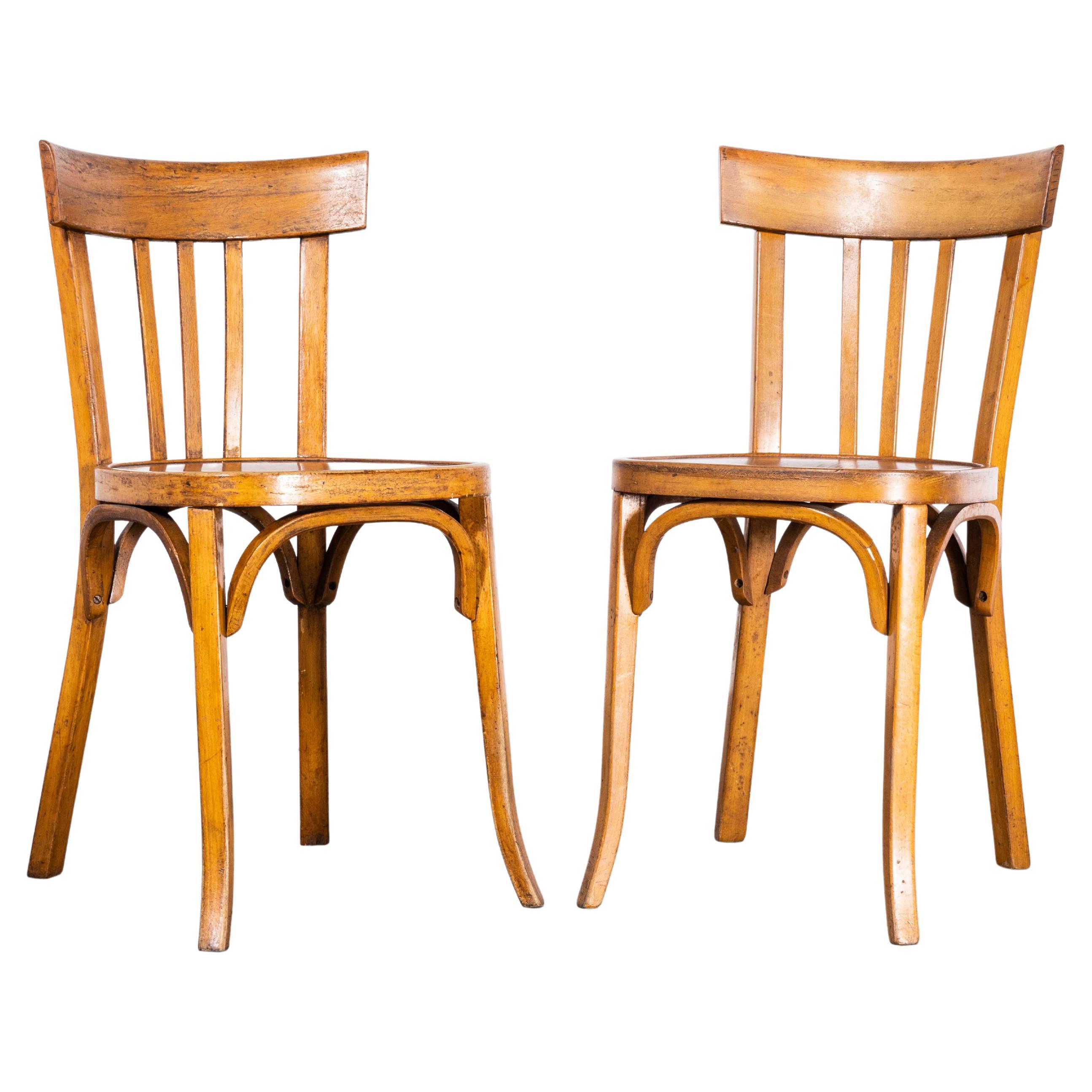 1950s Luterma Warm Oak Bentwood Dining Chair - Pair