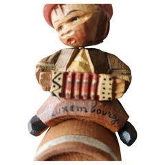 1950s Luxembourg Hand Carved Wood Wine Bottle Cork Stopper
