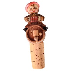 Tappo per bottiglia di vino in legno intagliato a mano lussemburghese degli anni '50
