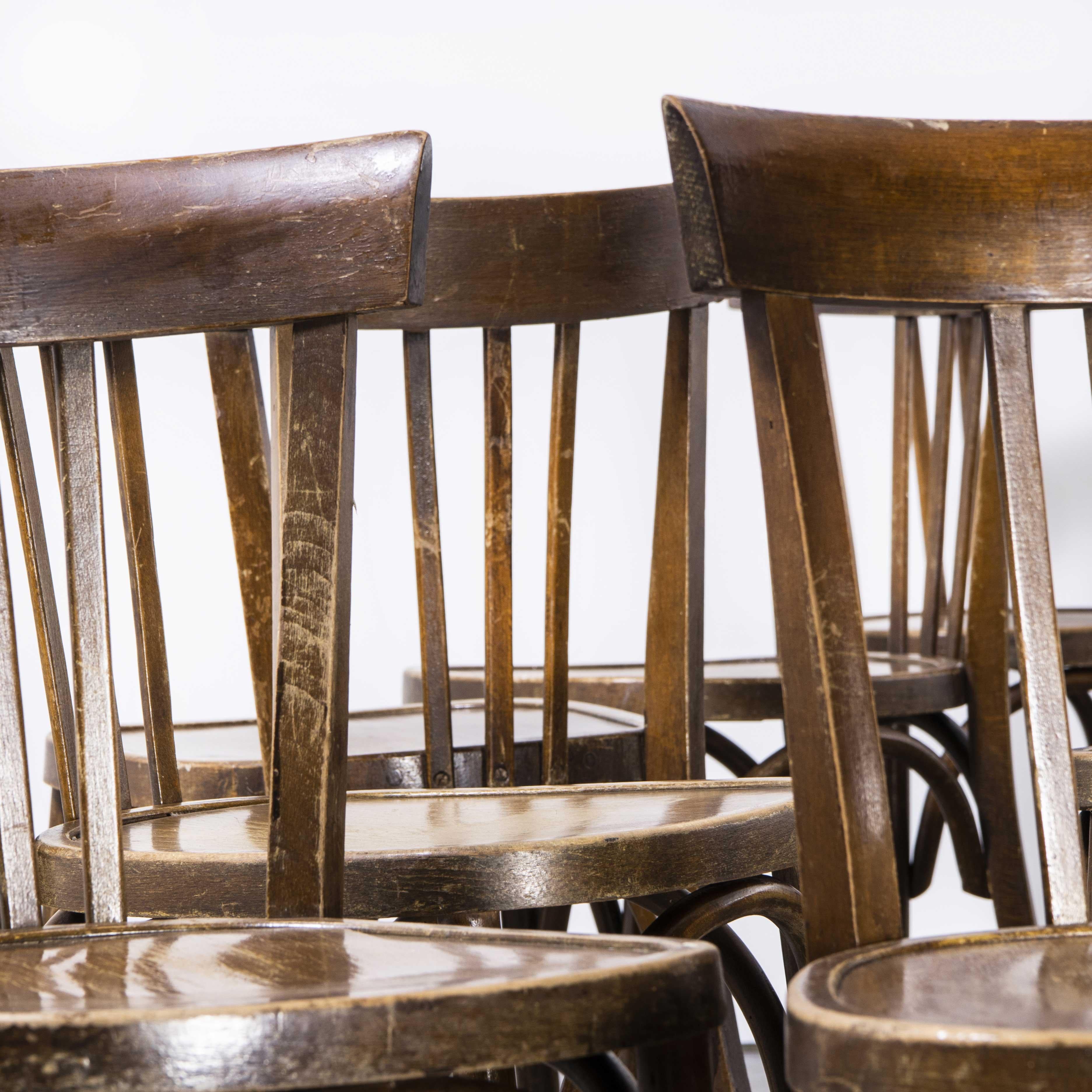 1950's Mahieu Bentwood Dark Tan Dining Chairs, Set of Sixteen 4