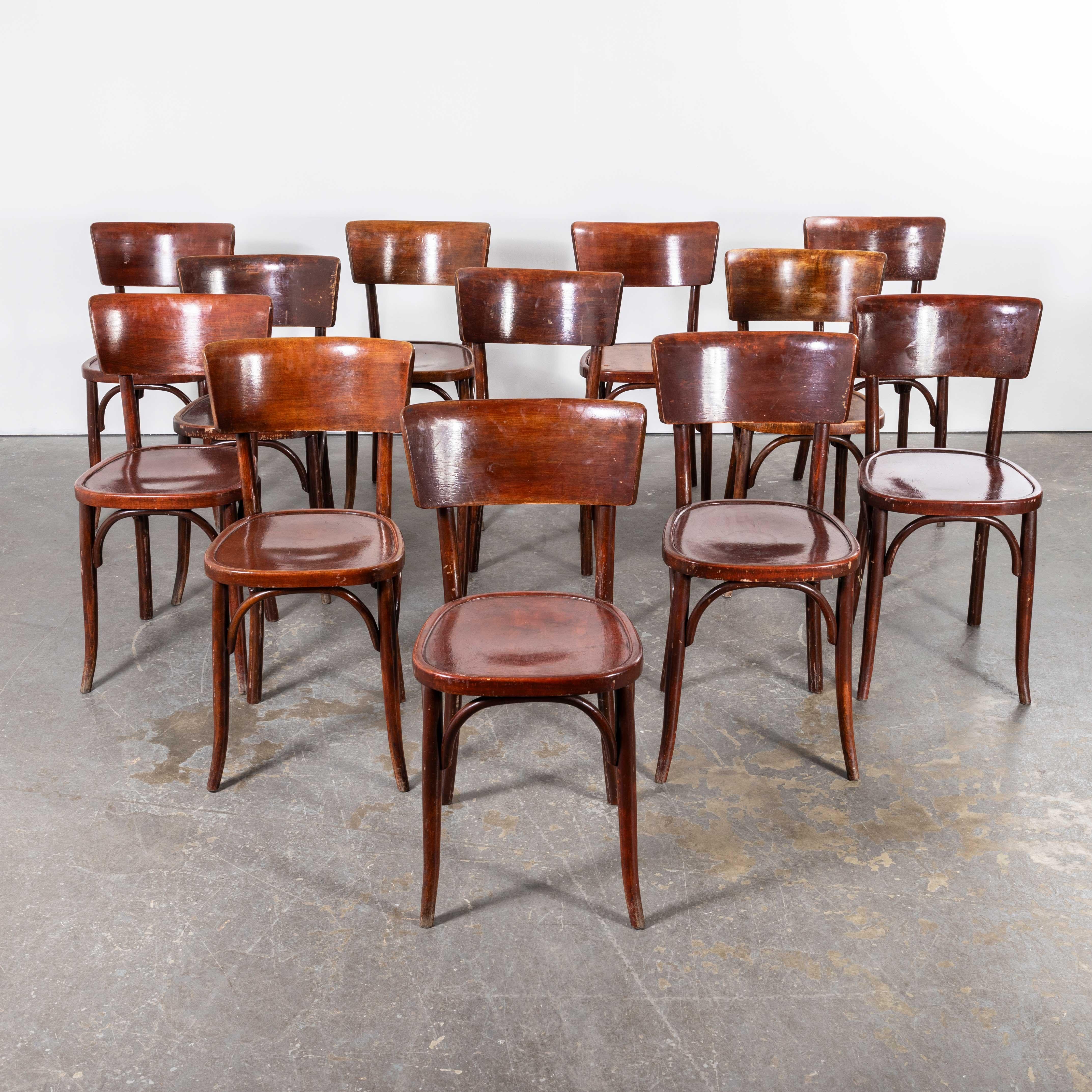 1950's Mahieu Bentwood Dark Tan Dining Chairs - Set Of Twelve 4
