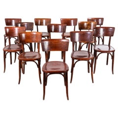 1950's Mahieu Bentwood Dark Tan Dining Chairs - Set Of Twelve