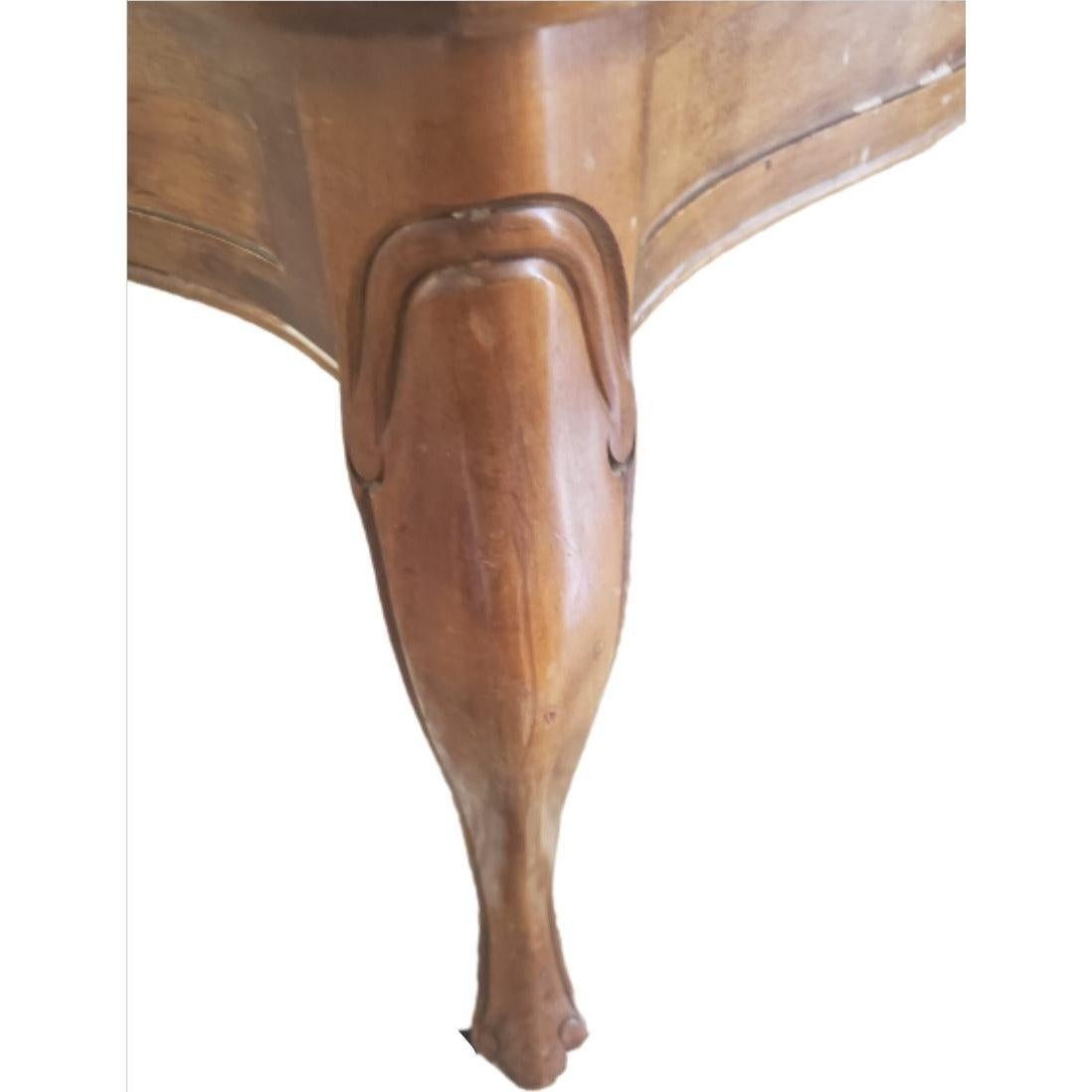 Mid-Century Modern 1950s Mahogany Coffee Table with Leather and Stenciling Top For Sale