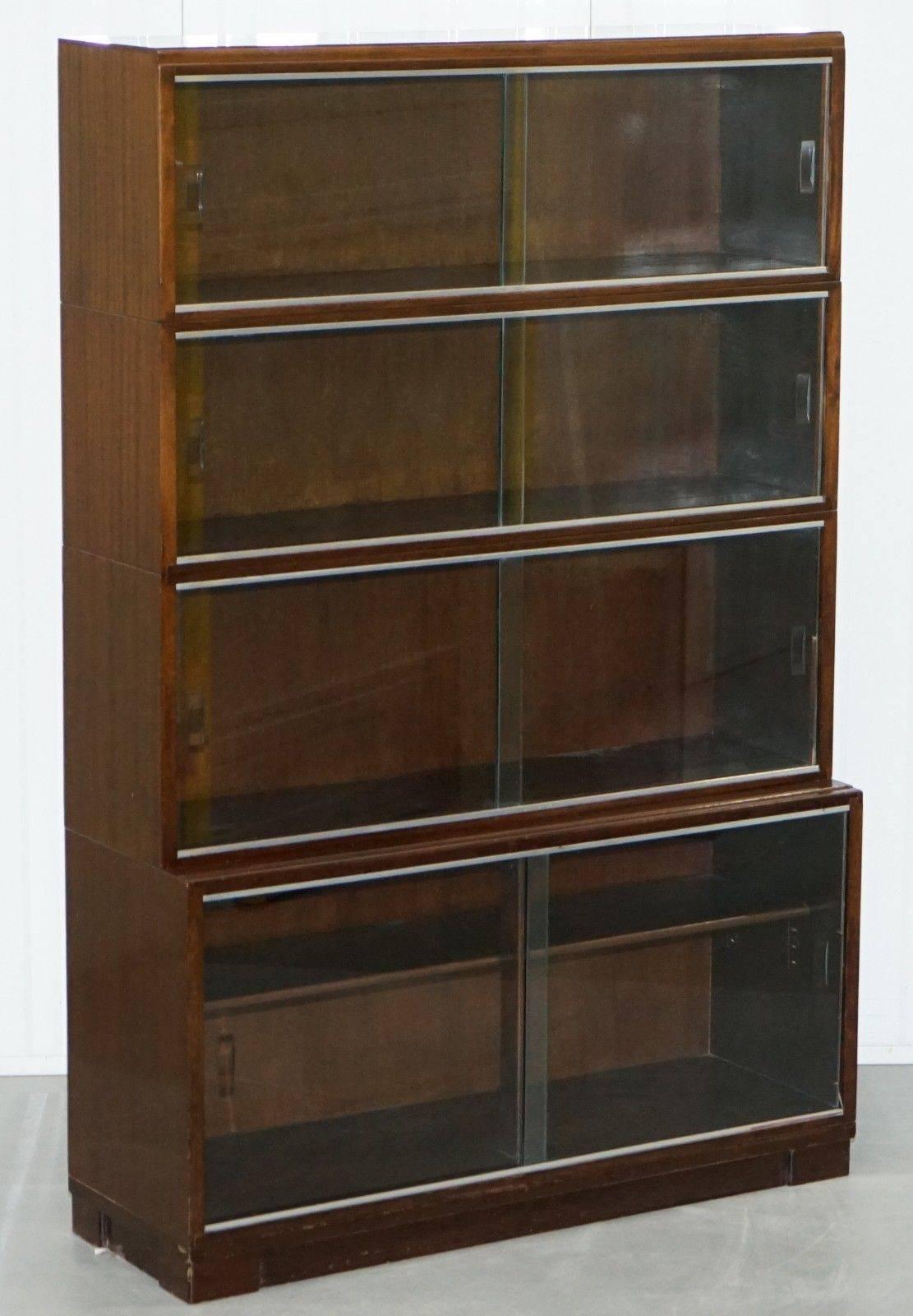 1950s Mahogany Modular Minty Oxford Vintage Stacking Legal Bookcase Glass Doors 2