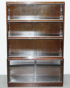1950s Mahogany Modular Minty Oxford Vintage Stacking Legal Bookcase Glass Doors