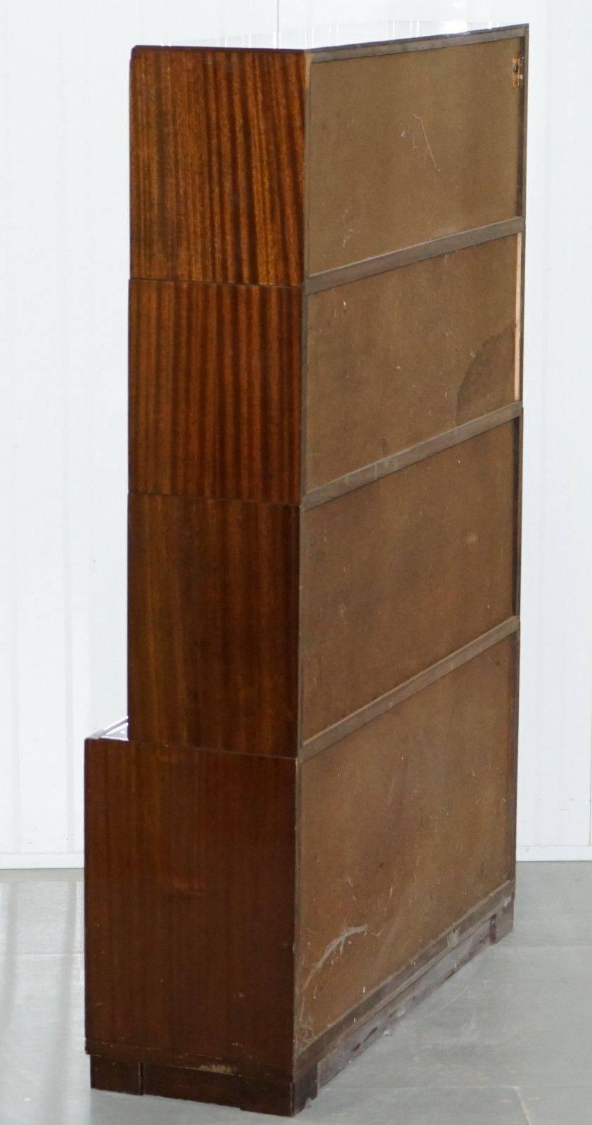 Hand-Crafted 1950s Mahogany Modular Minty Oxford Vintage Stacking Legal Bookcase Glass Doors