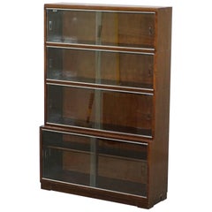 1950s Mahogany Modular Minty Oxford Vintage Stacking Legal Bookcase Glass Doors