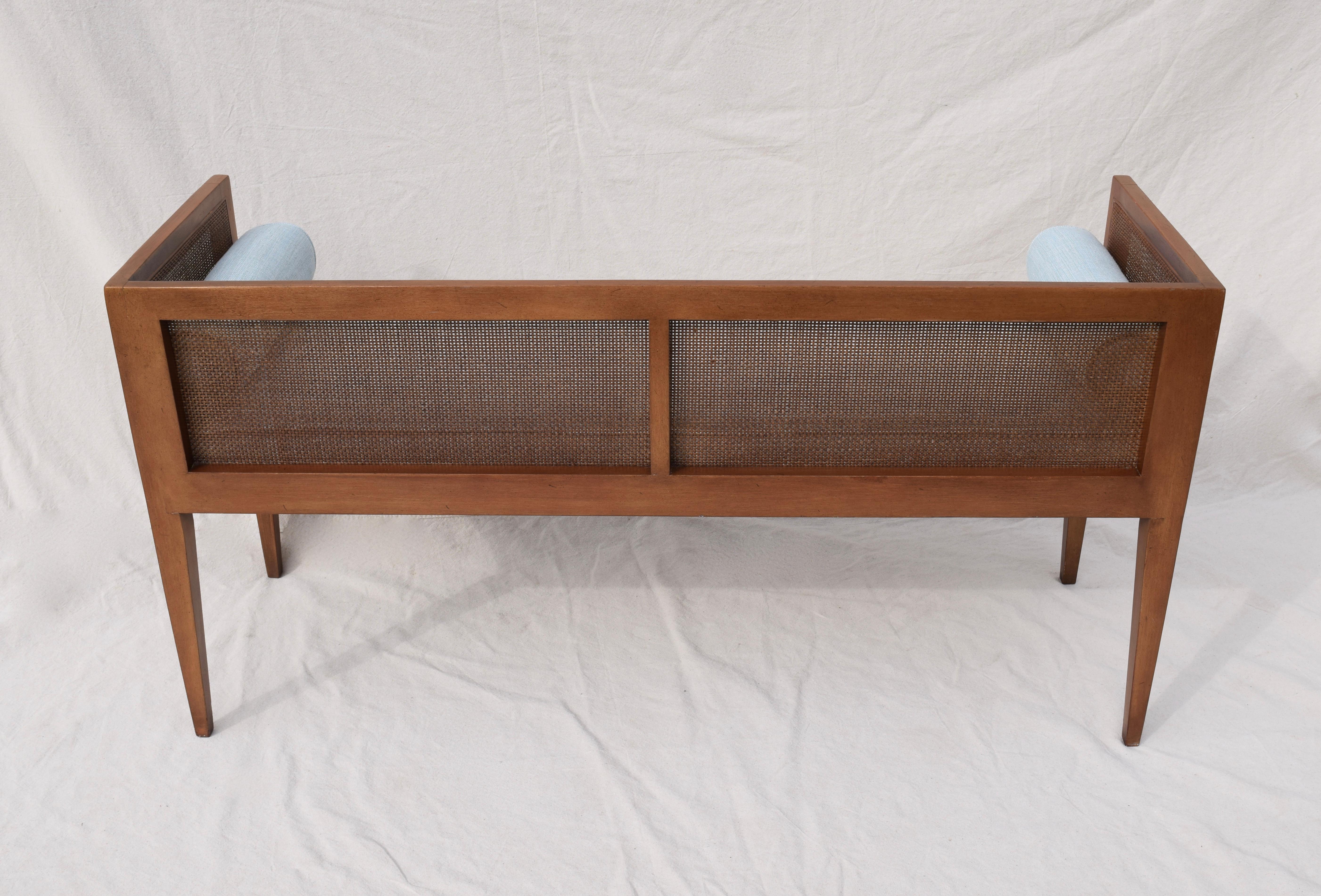 Linen 1950s Mahogany Window Bench Attributed to Edward Wormley for Dunbar