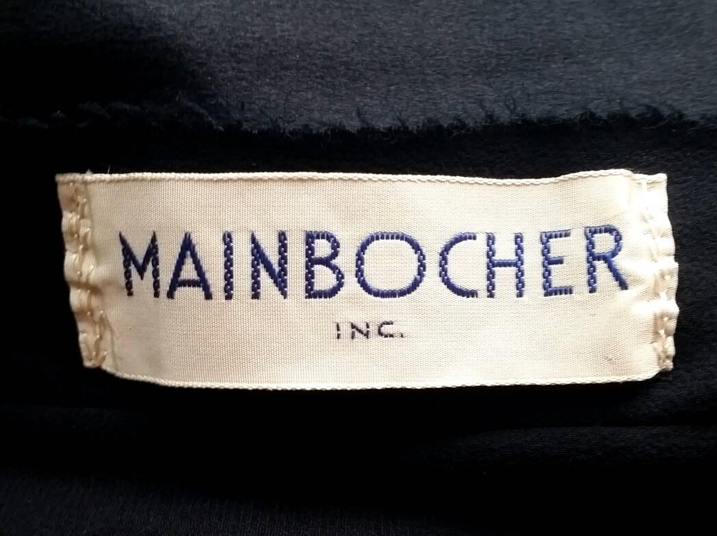 1950er Mainbocher Couture Schwarzes Seidenspitzenkleid  im Angebot 1