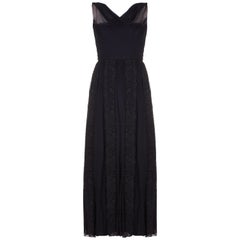 1950s Mainbocher Couture Black Silk Lace Dress 