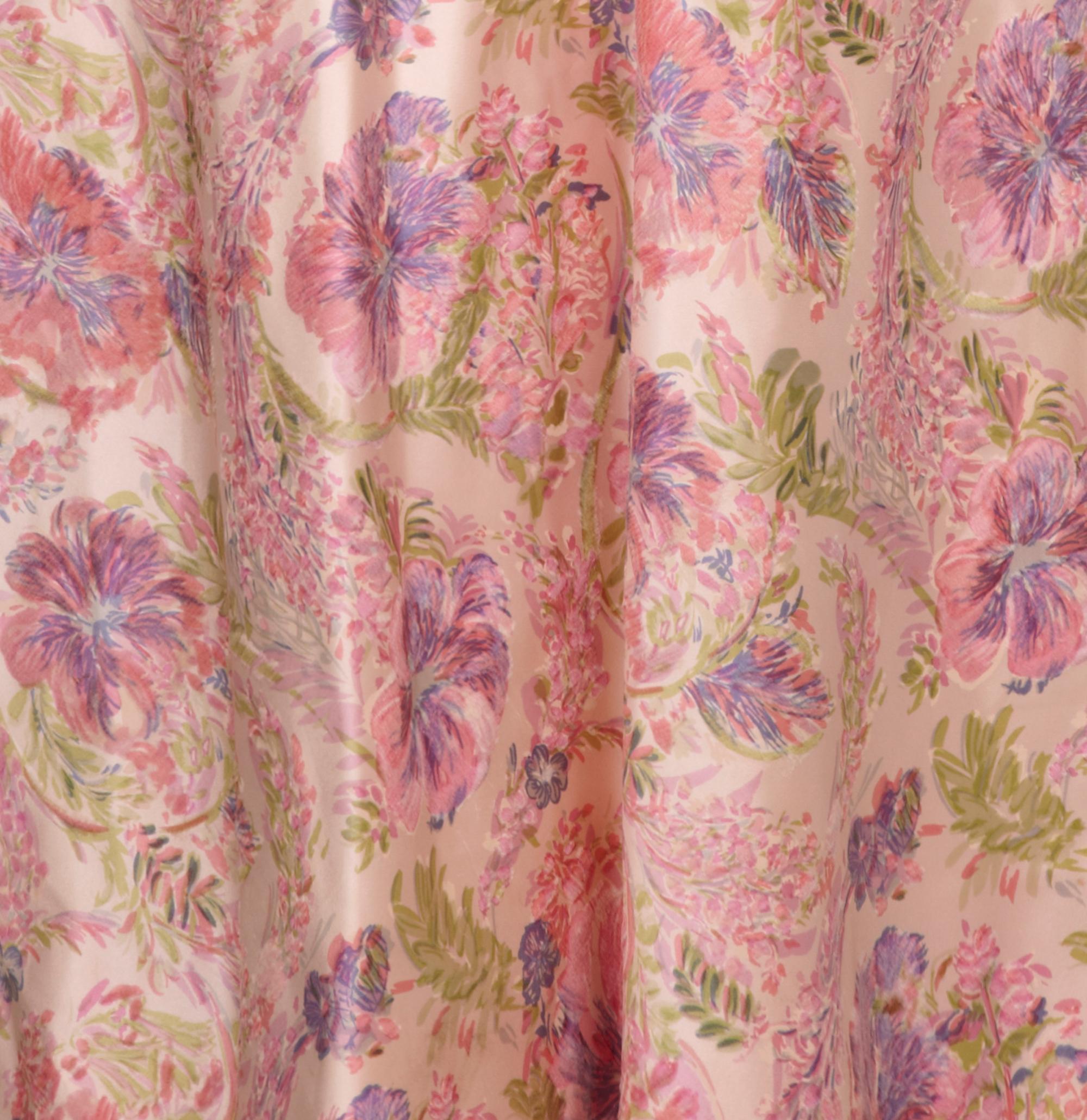 De las mujeres Vestido de seda rosa pálido floral Mainbocher de los años 50 en venta