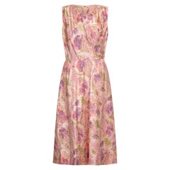 Vintage 1950s Mainbocher Pale Pink Floral Silk Couture Dress