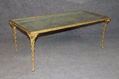 1950's Maison Bagues Bronze and Distressed Mirror Top Coffee Table